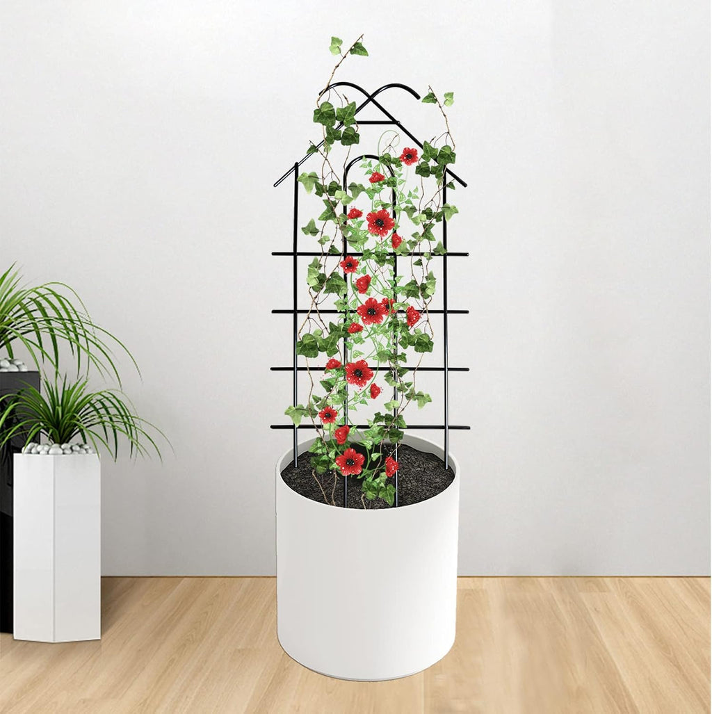 ARIFARO 4 Pack 32" Metal Garden Trellis for Climbing Plants Outdoor | 13.4" Wide Steel Trellis, for Indoor/Outdoor