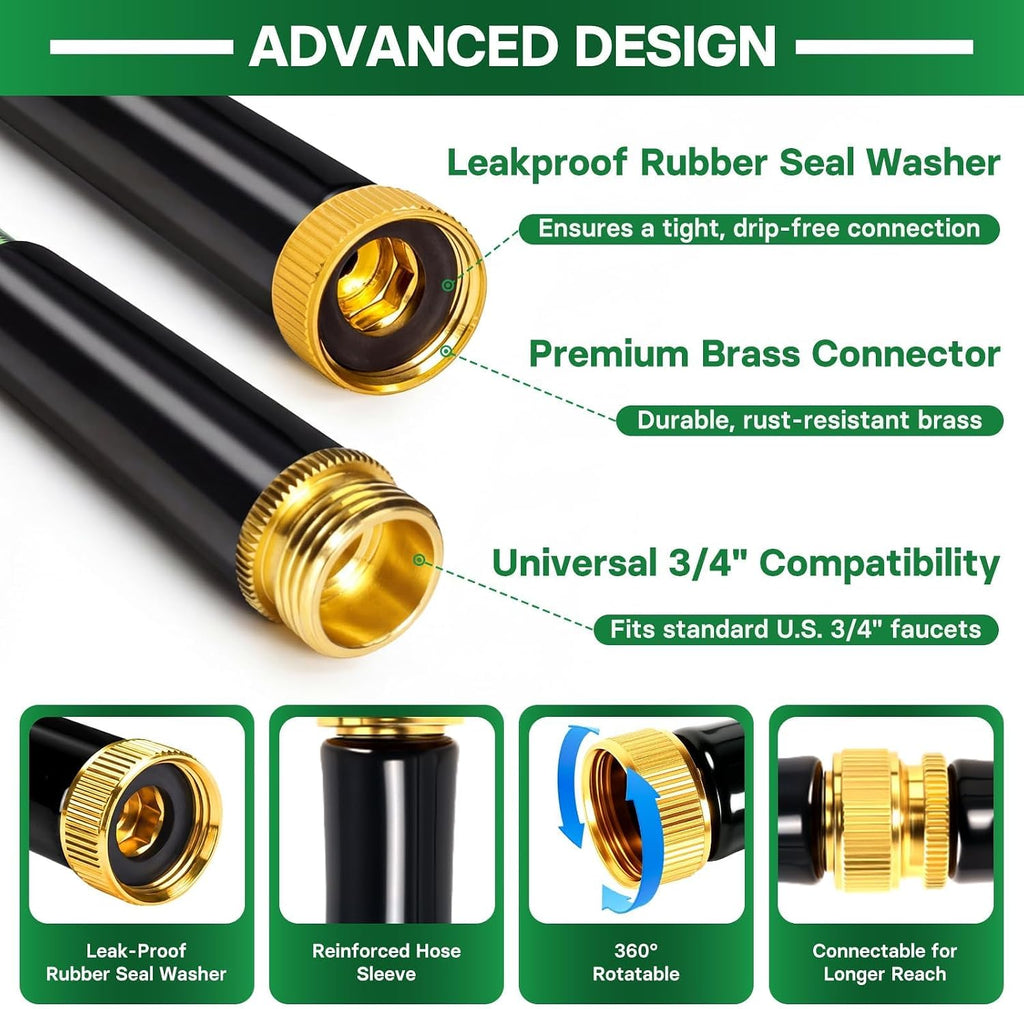 Garden Hose 75 ft Flexible Non-Expandable Water Hose Kink-Free Ultra Lightweight Leak-Proof Durable Portable