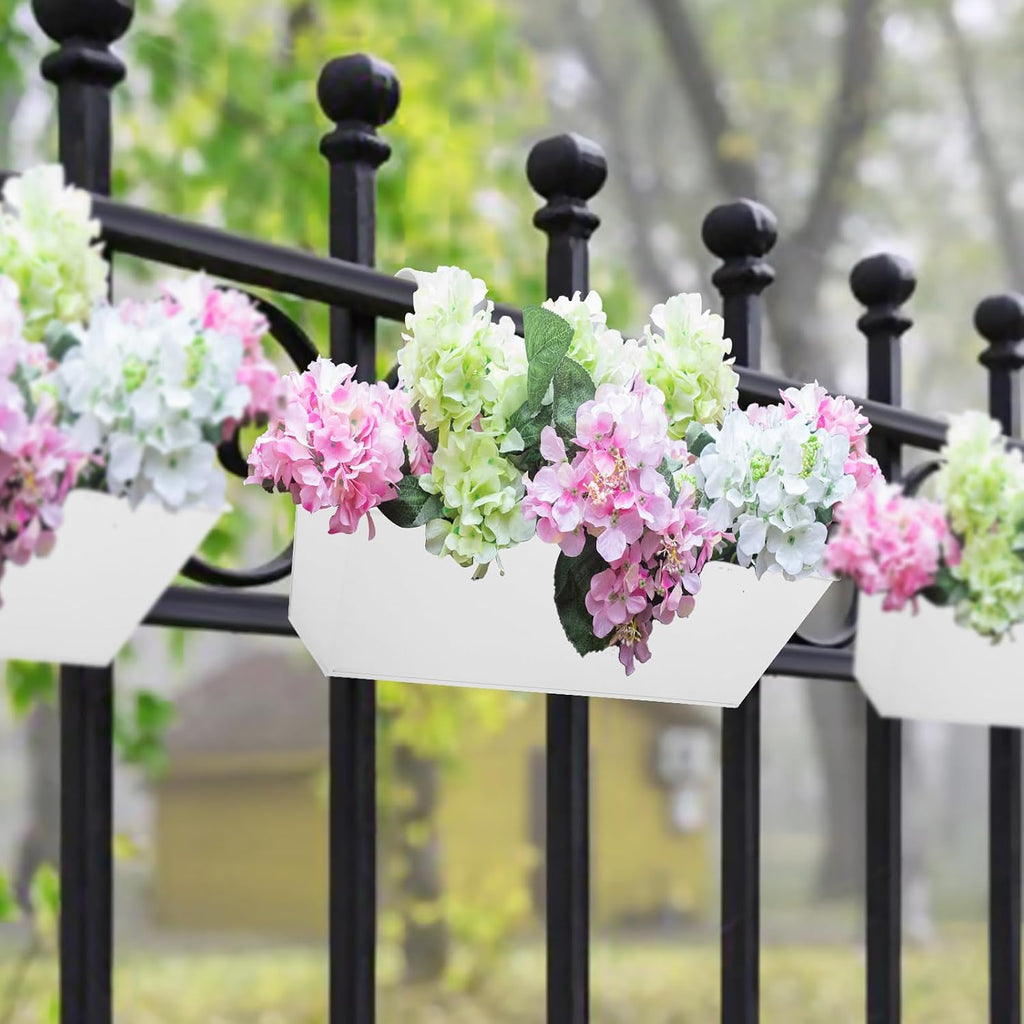 Railing Planters Outdoor Balcony 16 Inch Deck Over The Railing Planter Boxes Hanging Planters for Fence Flower 5 Pcs