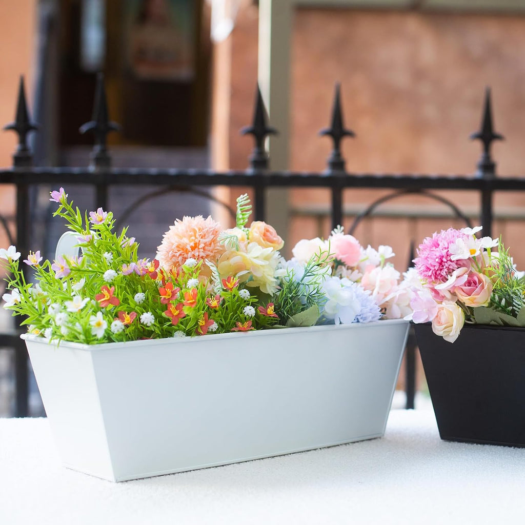 Wall Hanging Planters for Outdoor Plants 16 Inch Large Metal Fence Pots with Hooks for Outside Garden Balcony Plants