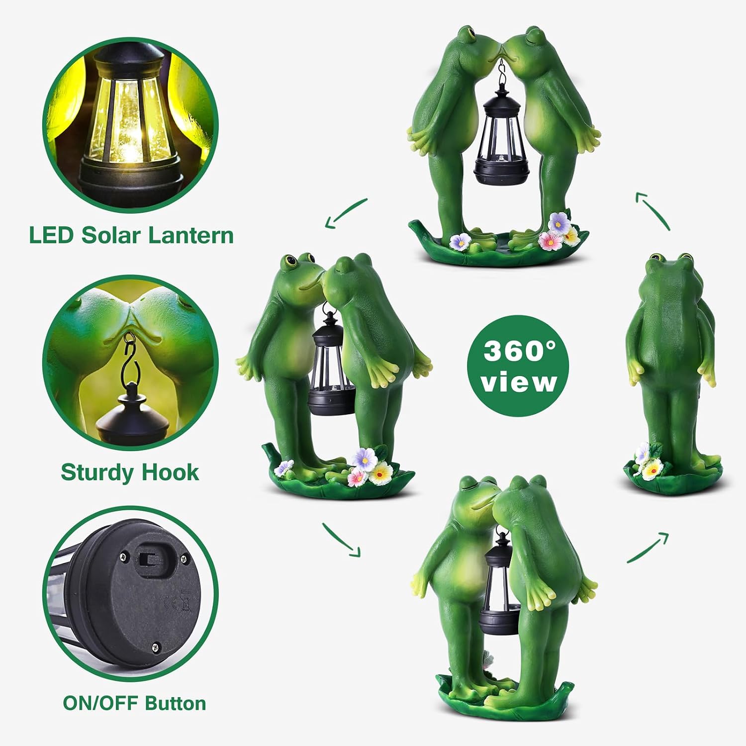 Solar Frogs Statue for Garden Mother's Day Decorations Solar Lantern LED Yard Decorations for Porch Patio,Yard,Lawn