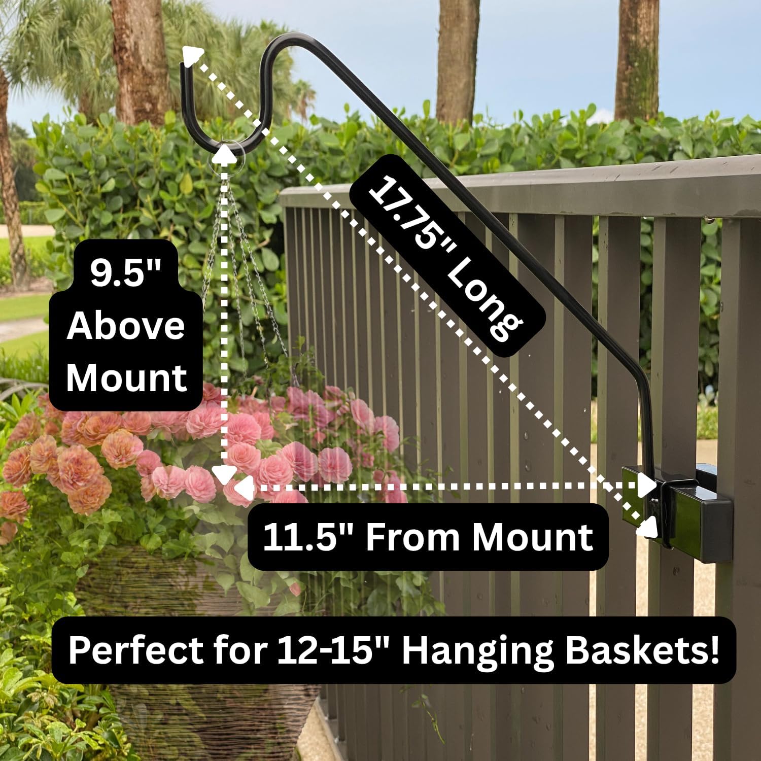 Premium - Hold It Mate Multi Use Hook Kit for Vertical Spindled Railings, Hang Flower Baskets Chimes Bird Feeder 15LBS