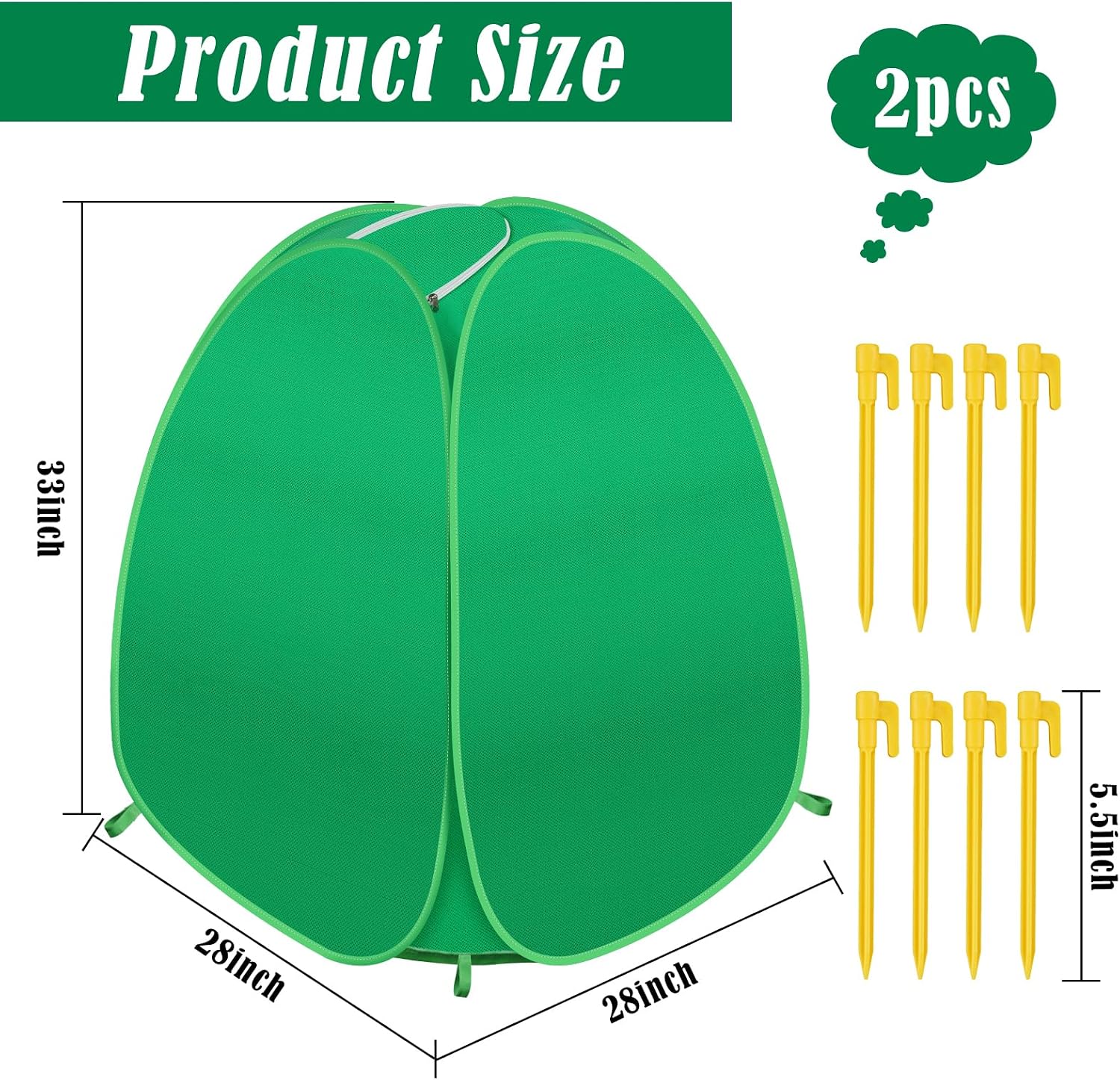 2 Pack Pop Up Winter Plant Covers, 28x28x33 Freeze Protection Shrub Covers | Shrub Covers for Winter, Frost Freeze