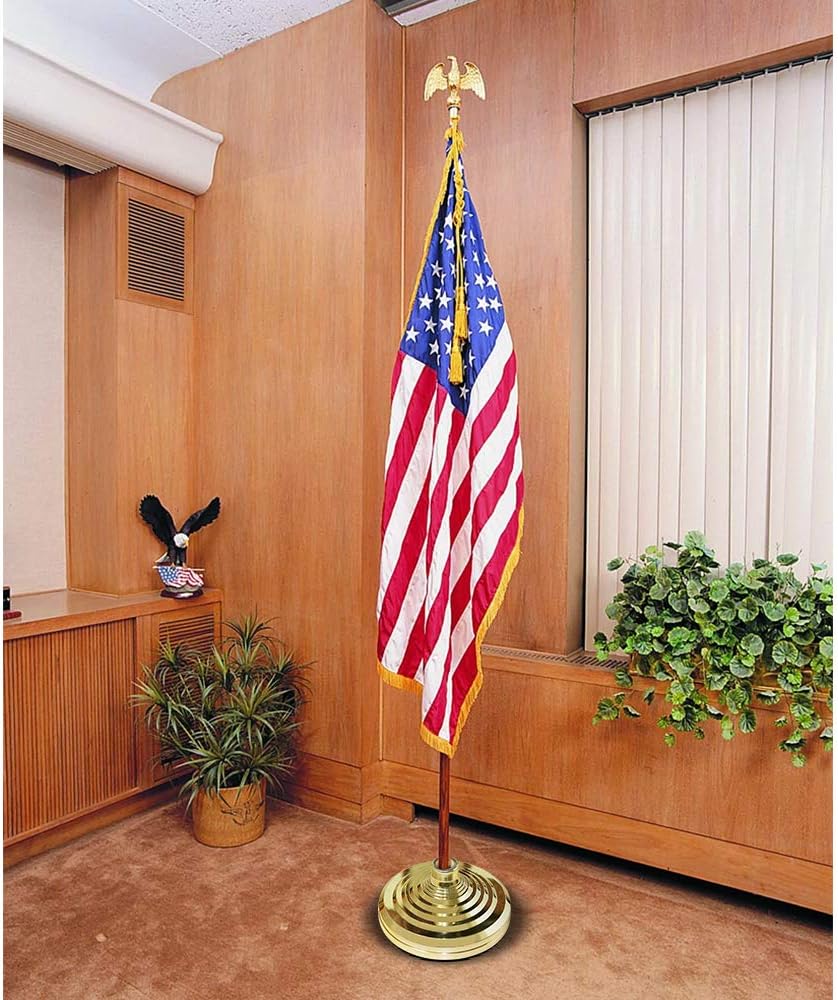 HOOSUN Base Stand for Flag Indoor Outdoor,Flag Pole Floor Stand Base Hold Flagpole Indoor Gold Banner Holder for