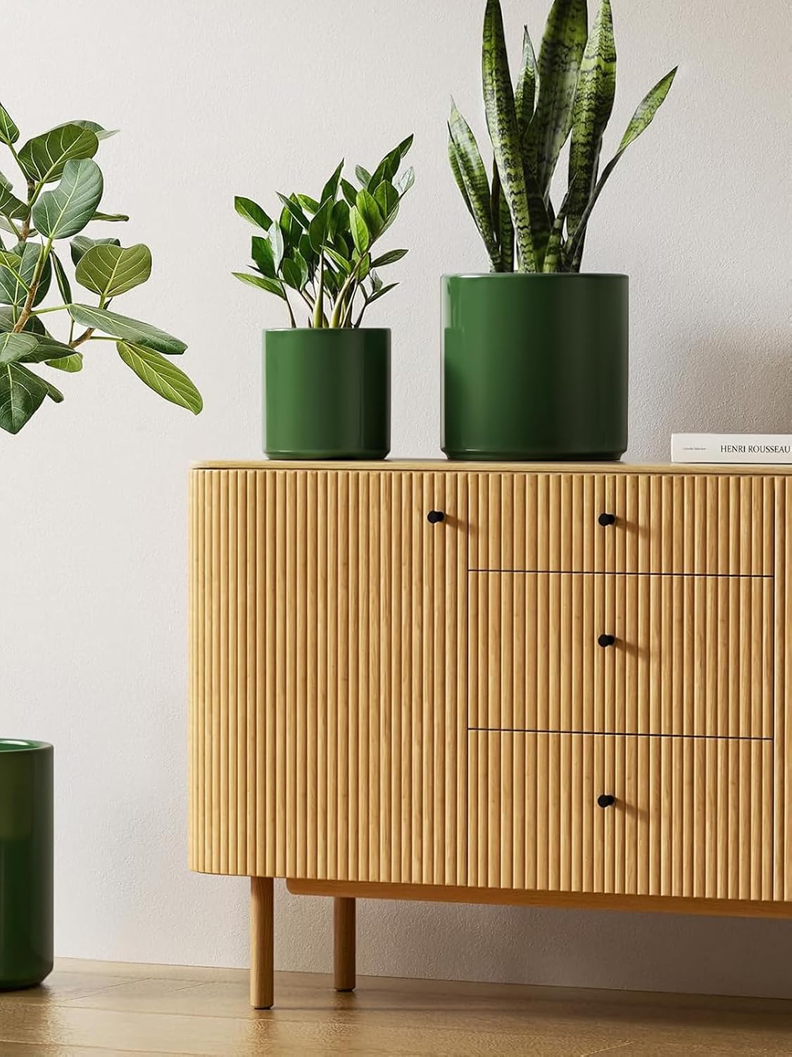 LE TAUCI 10+8+6 Inch Ceramic Pots for Plants, Indoor Planters with Drainage Hole and Plug, Modern Cylinder Flower Pots