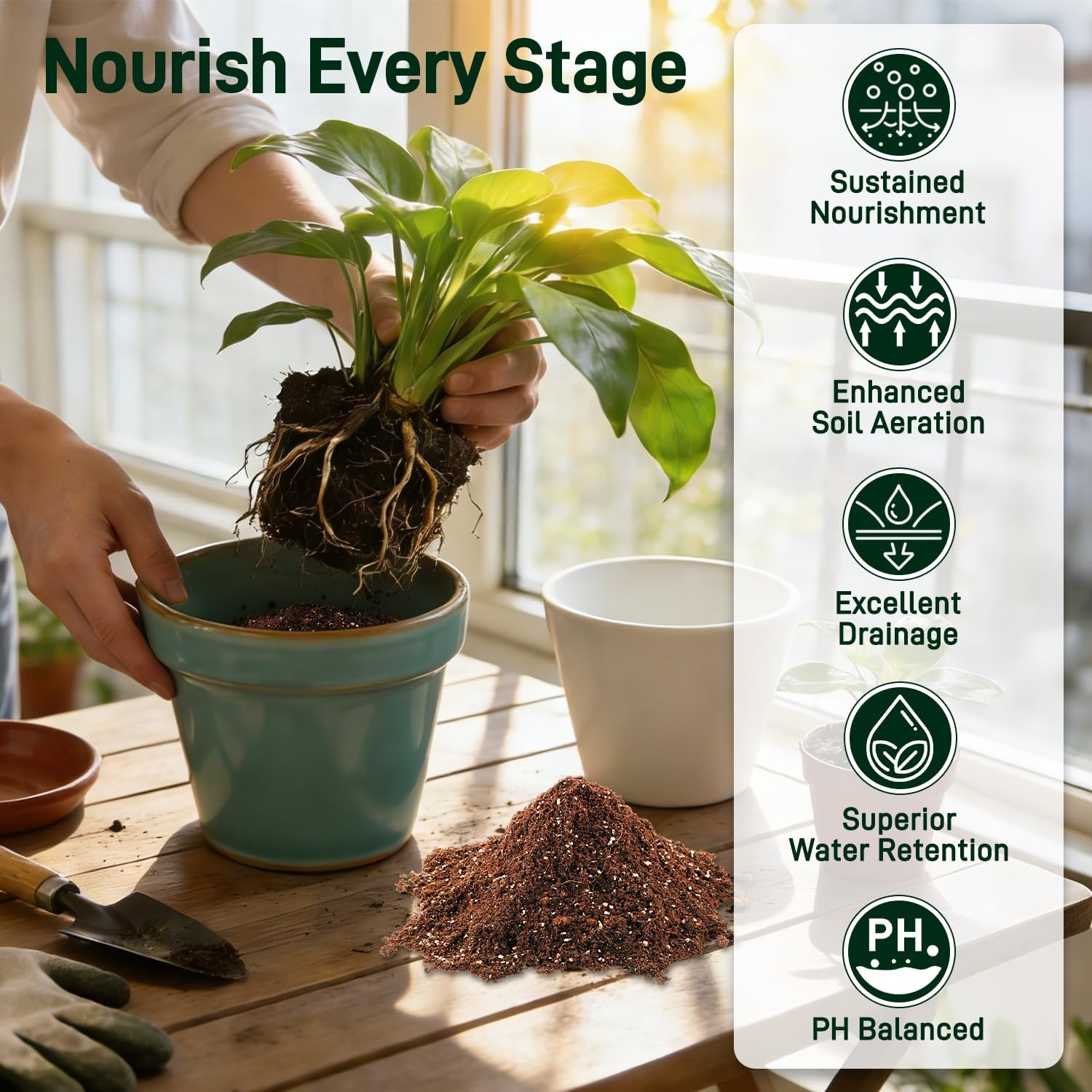 18QT Potting Soil Mix for Indoor Plants - Contains Perlite, Peat Moss, Coco Coir & Rice Charcoal, Natural & Organic