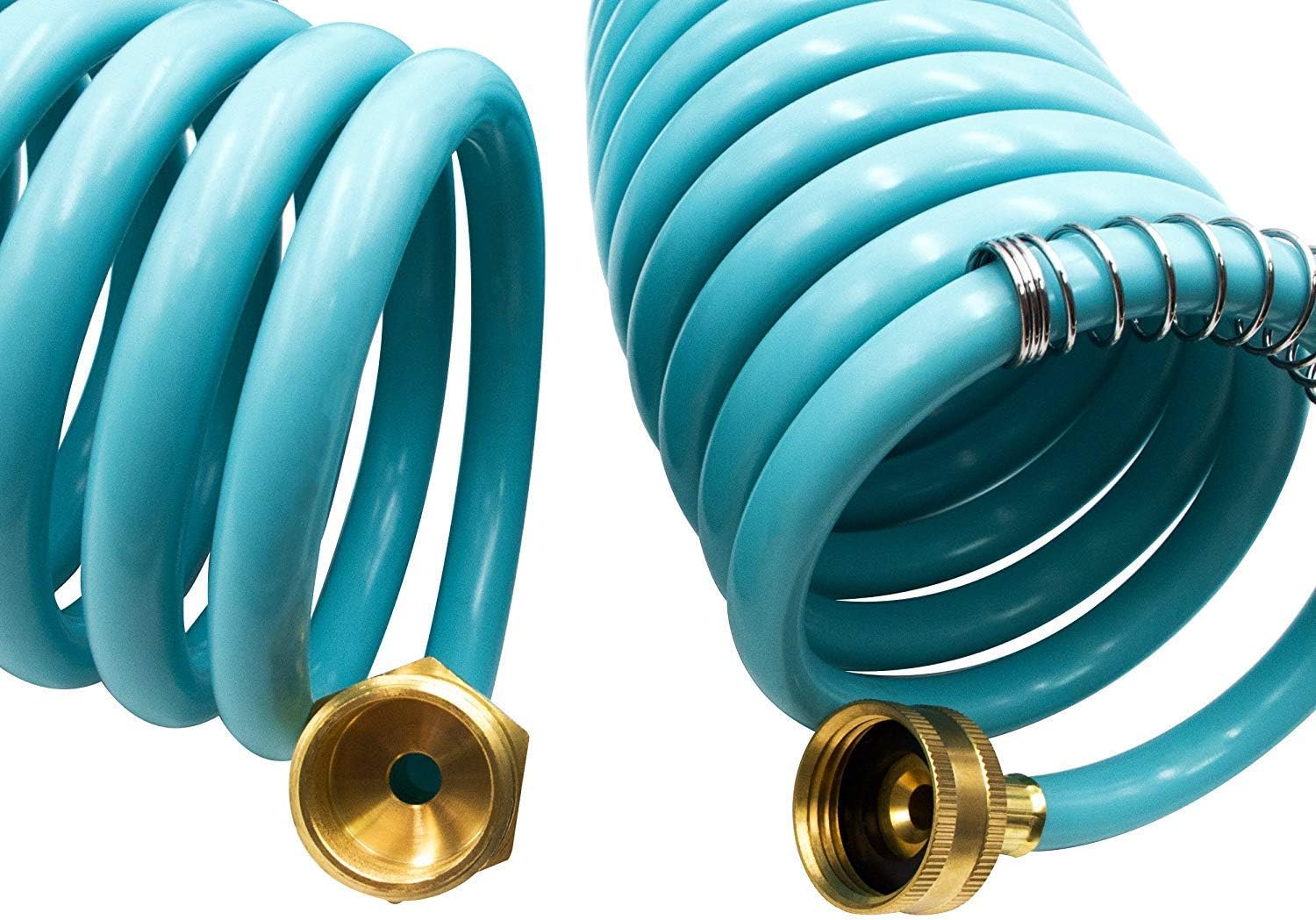 AUTOMAN Recoil Garden Water Hose 50 ft, EVA Curly Water Hose with Brass Connectors,Garden Hose Coil,Includes 7-Pattern