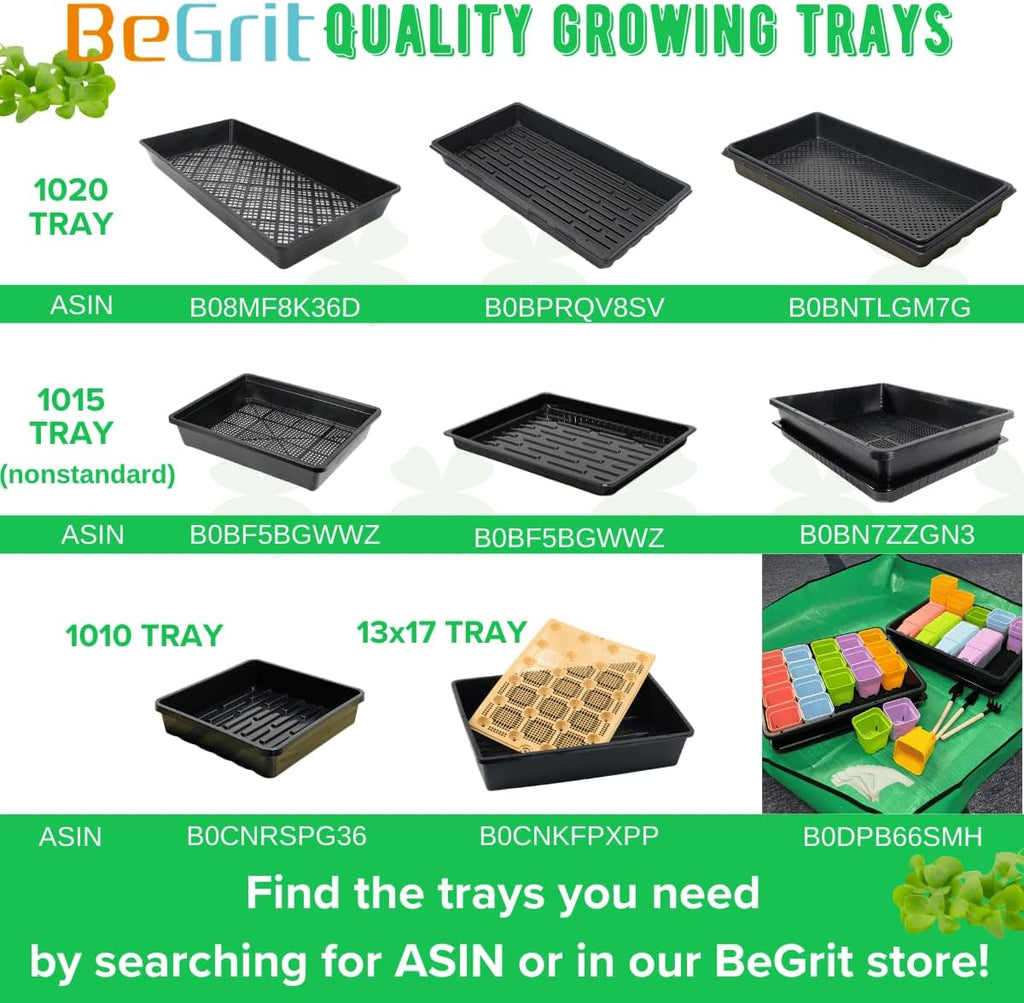 BeGrit 1010 Growing Trays Extra Strength Seed Tray 10" x 10" Without Drain Holes for Seedling Starter Microgreens