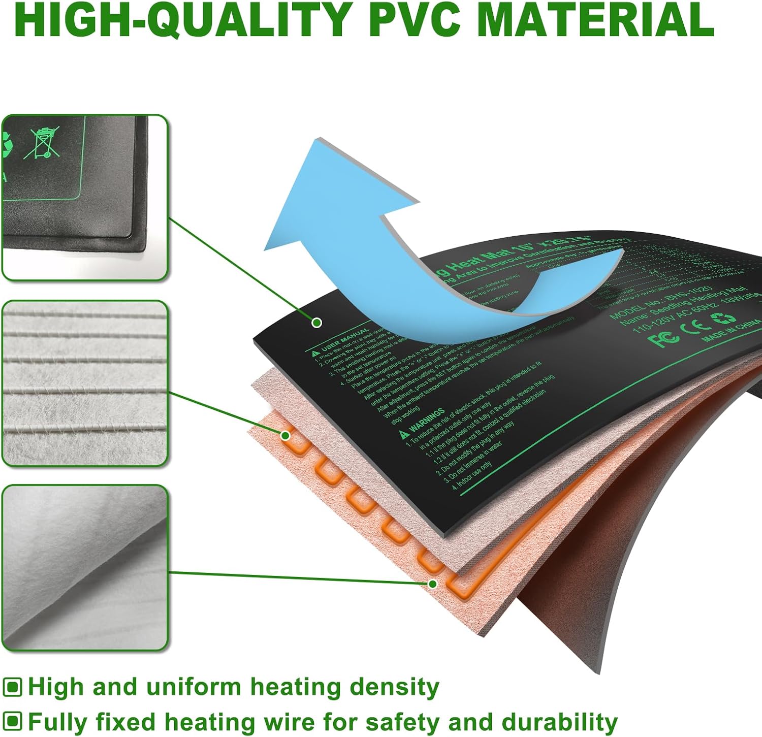 Seedling Heat Mat with Built-in Temperature Controller, 10" x 20.75" Waterproof Plant Heating Pad with Thermostat