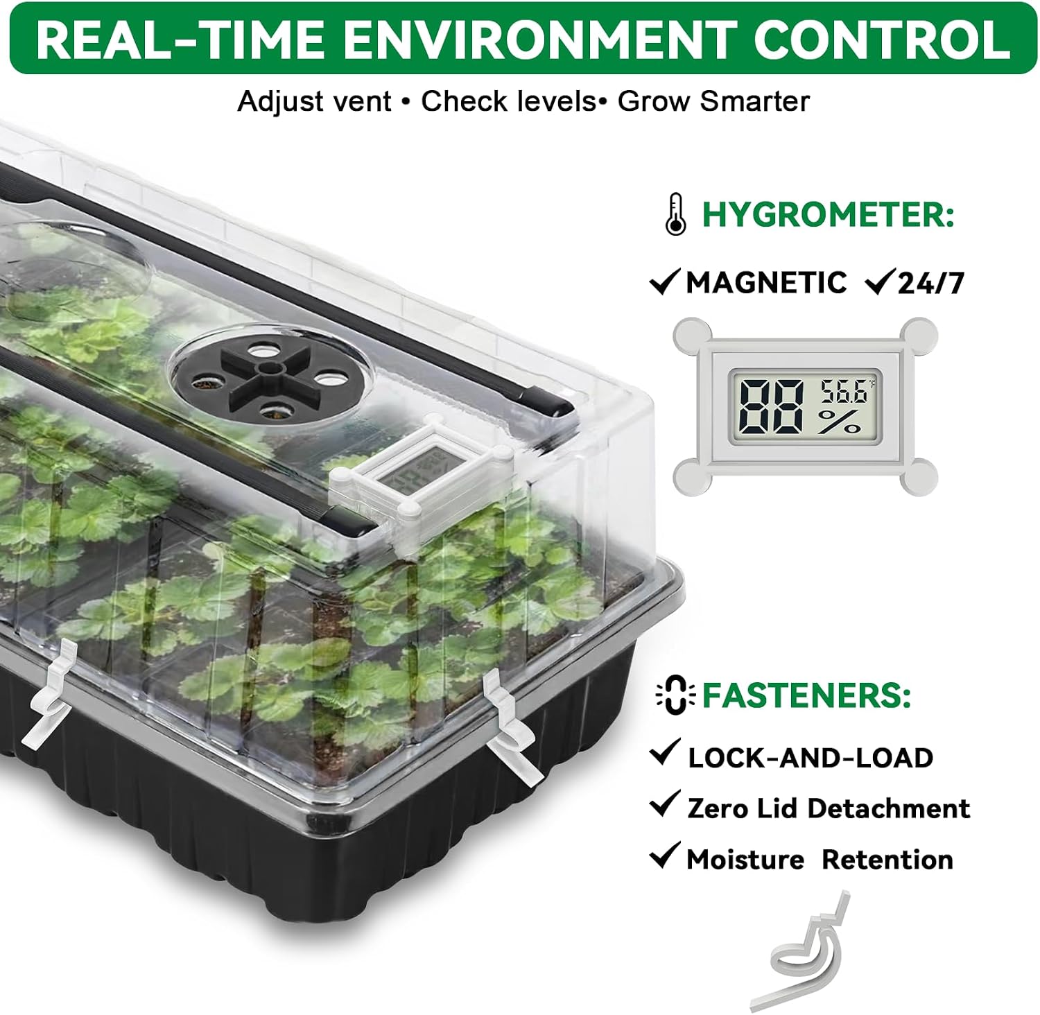 Seed Starter Tray with Grow Light,2 Pack 72 Cells Seed Starter Kit with Humidity Dome, Seed Starting Trays for Indoor