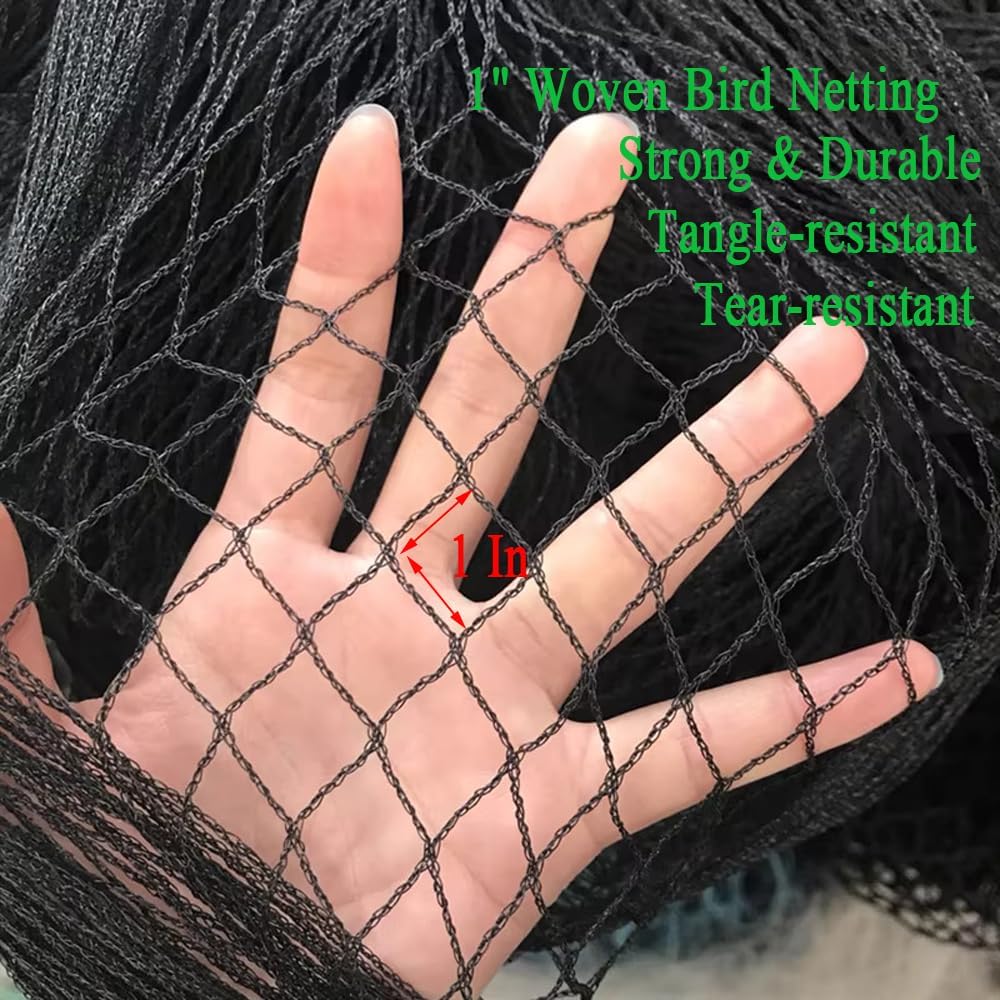 Bird Netting for Chicken Coop 25x50 Ft, 1" Mesh Aviary Netting | Woven Chicken Run Roof Cover, Protects Against Hawks &