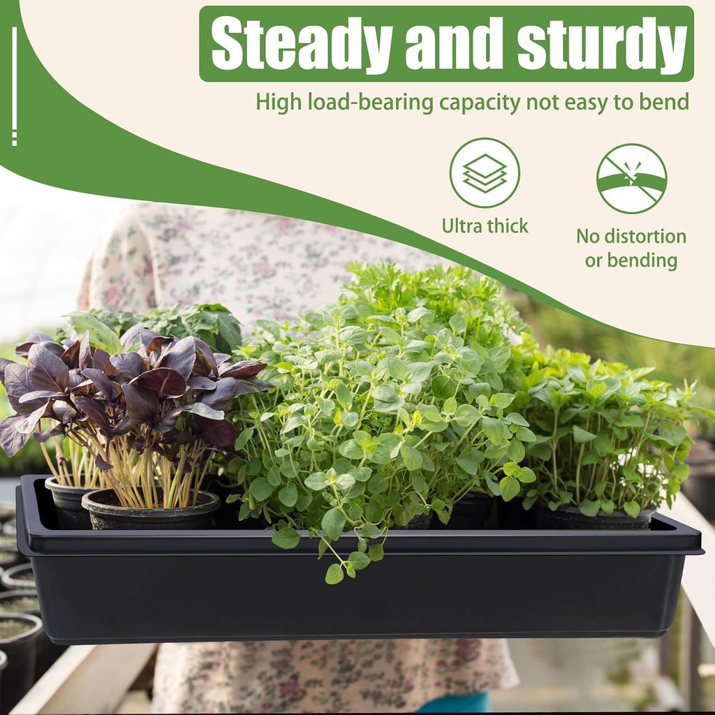 mwellewm 10 Pcs Seed Starter Tray Kit 1014 Seed Starting Trays Square Seedling Plant Tray Planting Sturdy Microgreens