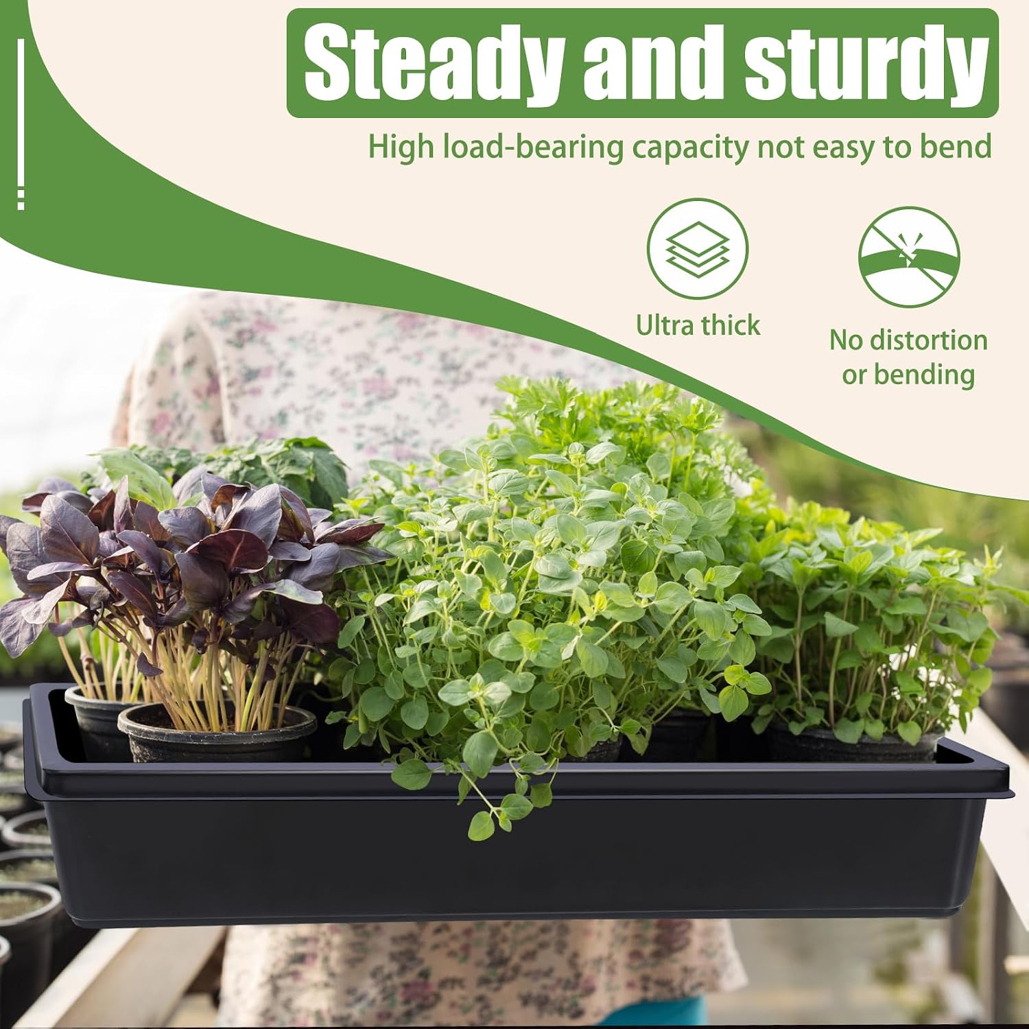 mwellewm 10 Pcs Seed Starter Tray Kit 1014 Seed Starting Trays Square Seedling Plant Tray Planting Sturdy Microgreens