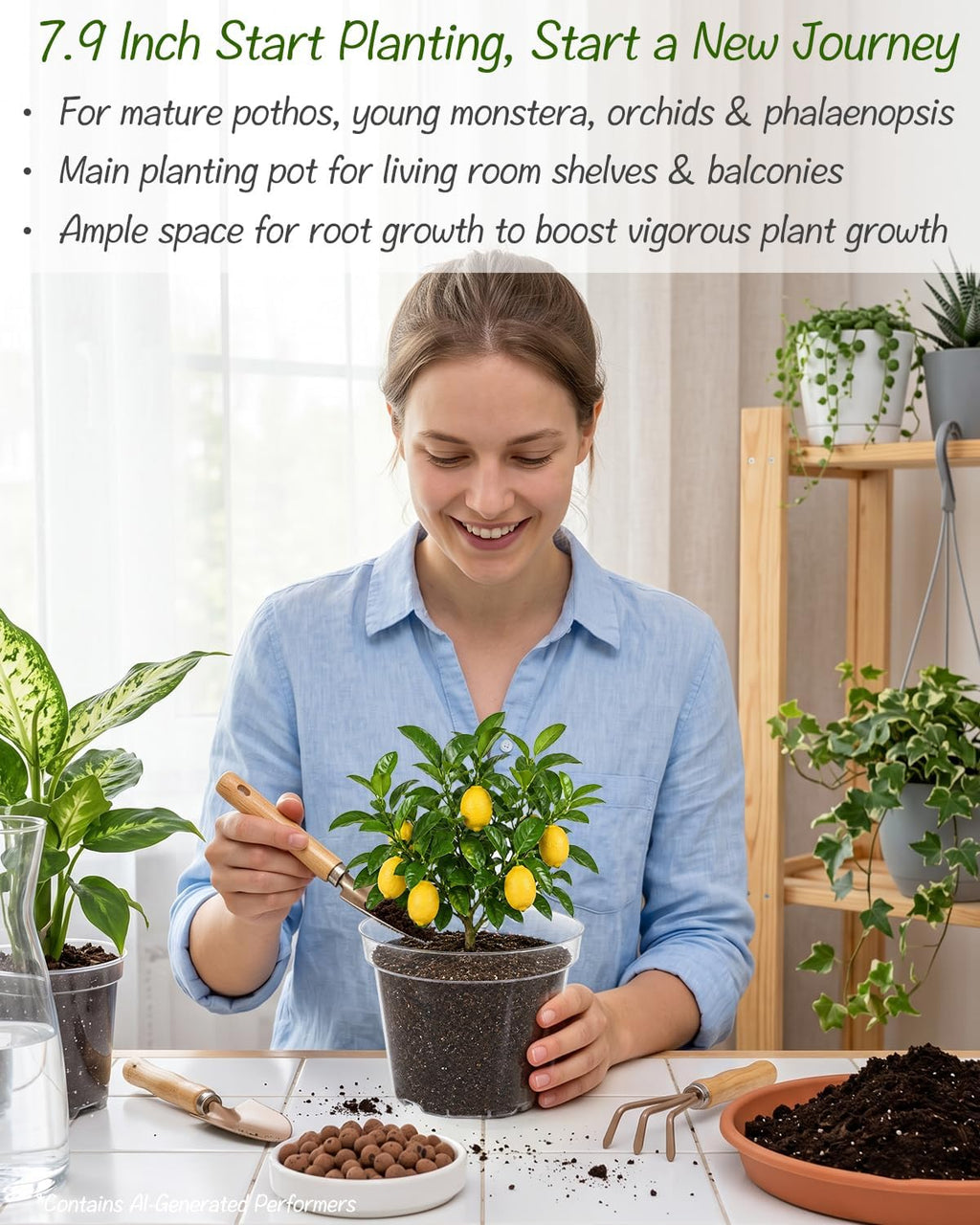 16 Pack 4/6/7.9/9.8 inch Clear Nursery Pots with Drainage Holes | Thickened UV Resistant Plastic Pots, Comes with Plant