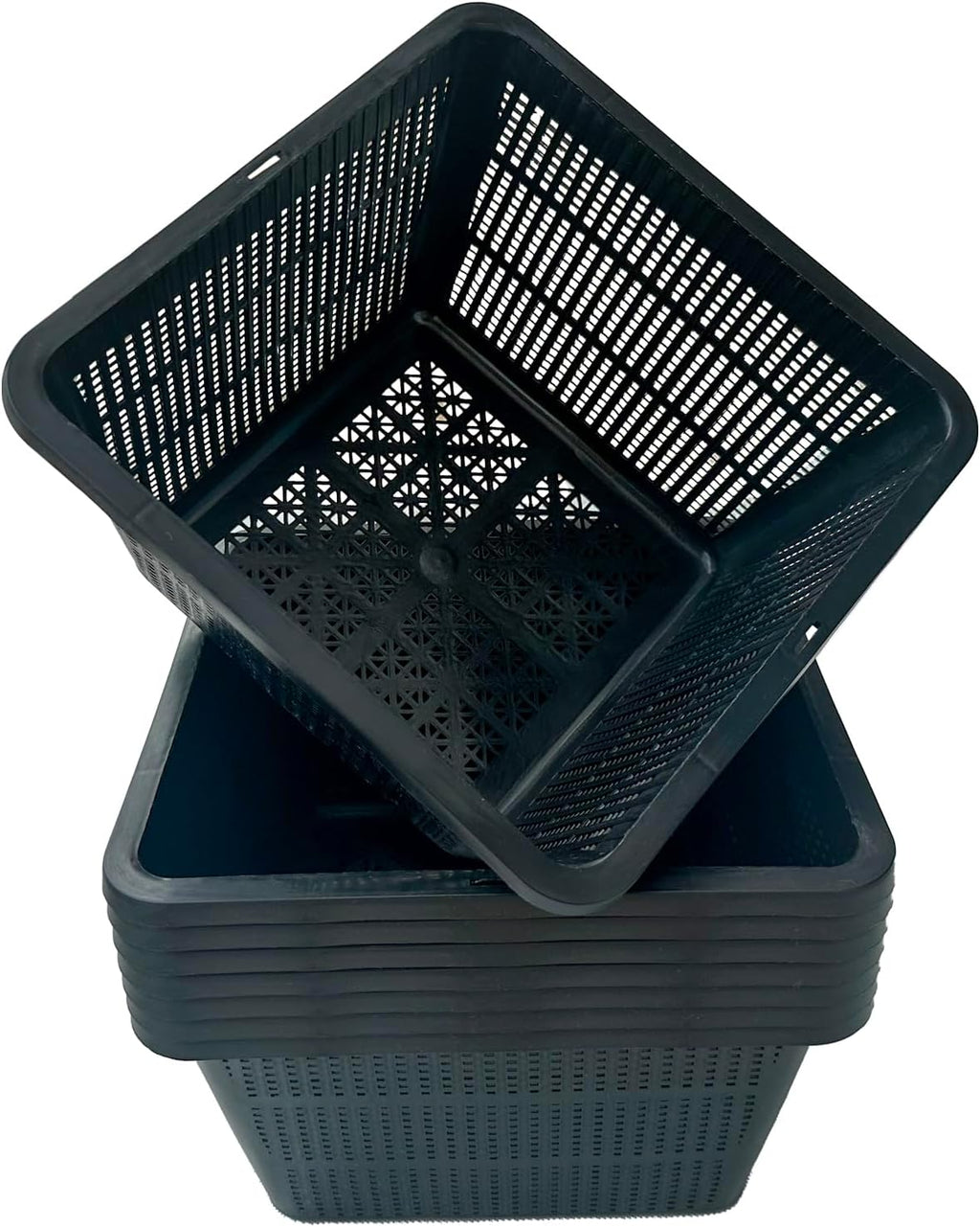 8 Pcs 9 Inch Pond Plant Baskets for Plants Hydroponics Net Pots Water Garden Plant Pots Black Plastic Pond Basket
