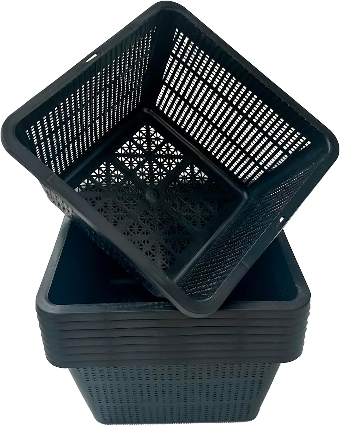 8 Pcs 9 Inch Pond Plant Baskets for Plants Hydroponics Net Pots Water Garden Plant Pots Black Plastic Pond Basket