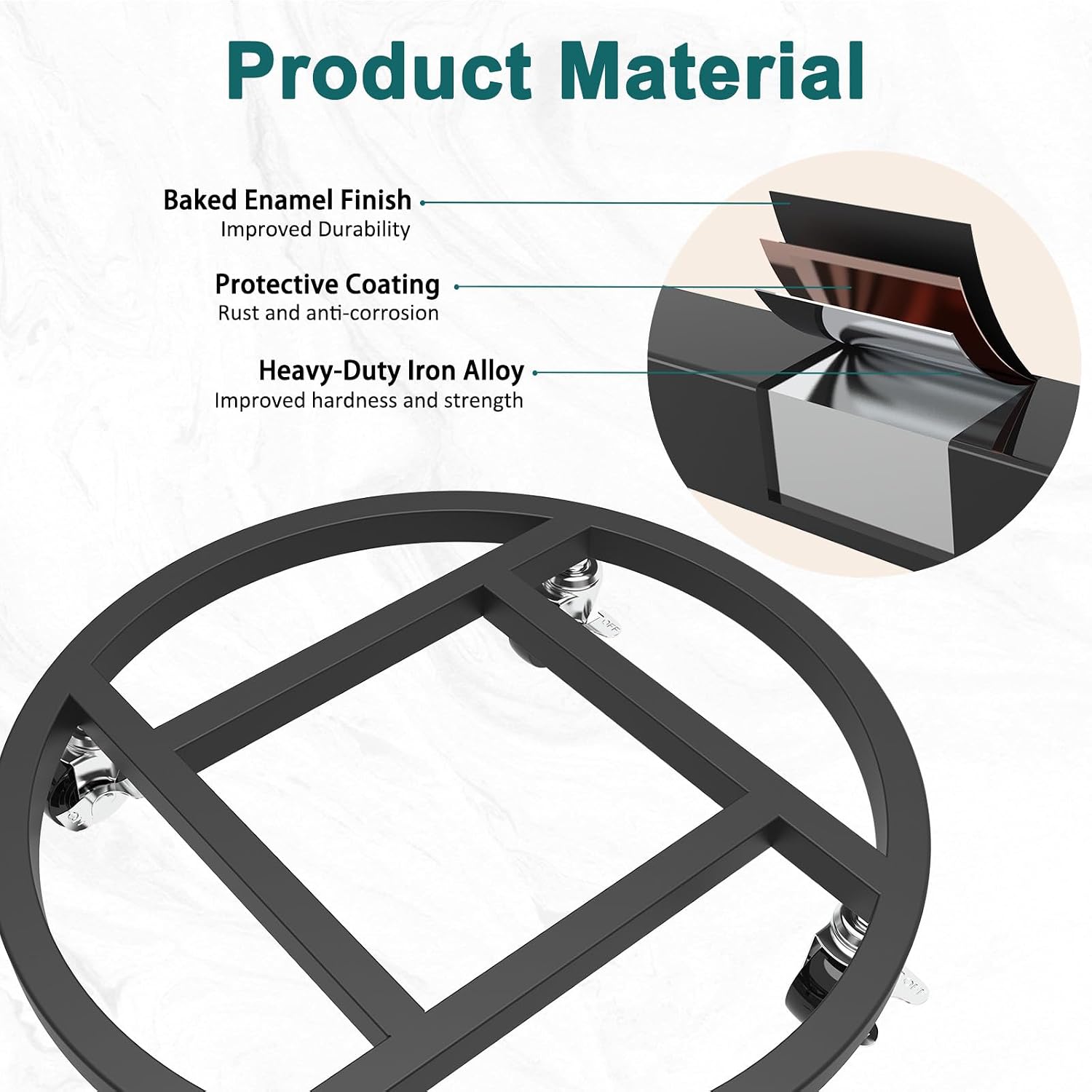 13" Metal Plant Caddy with Wheels, 2 Pack Rolling Plant Stand | Heavy Duty Plant Rollers with 360 Degree Lockable