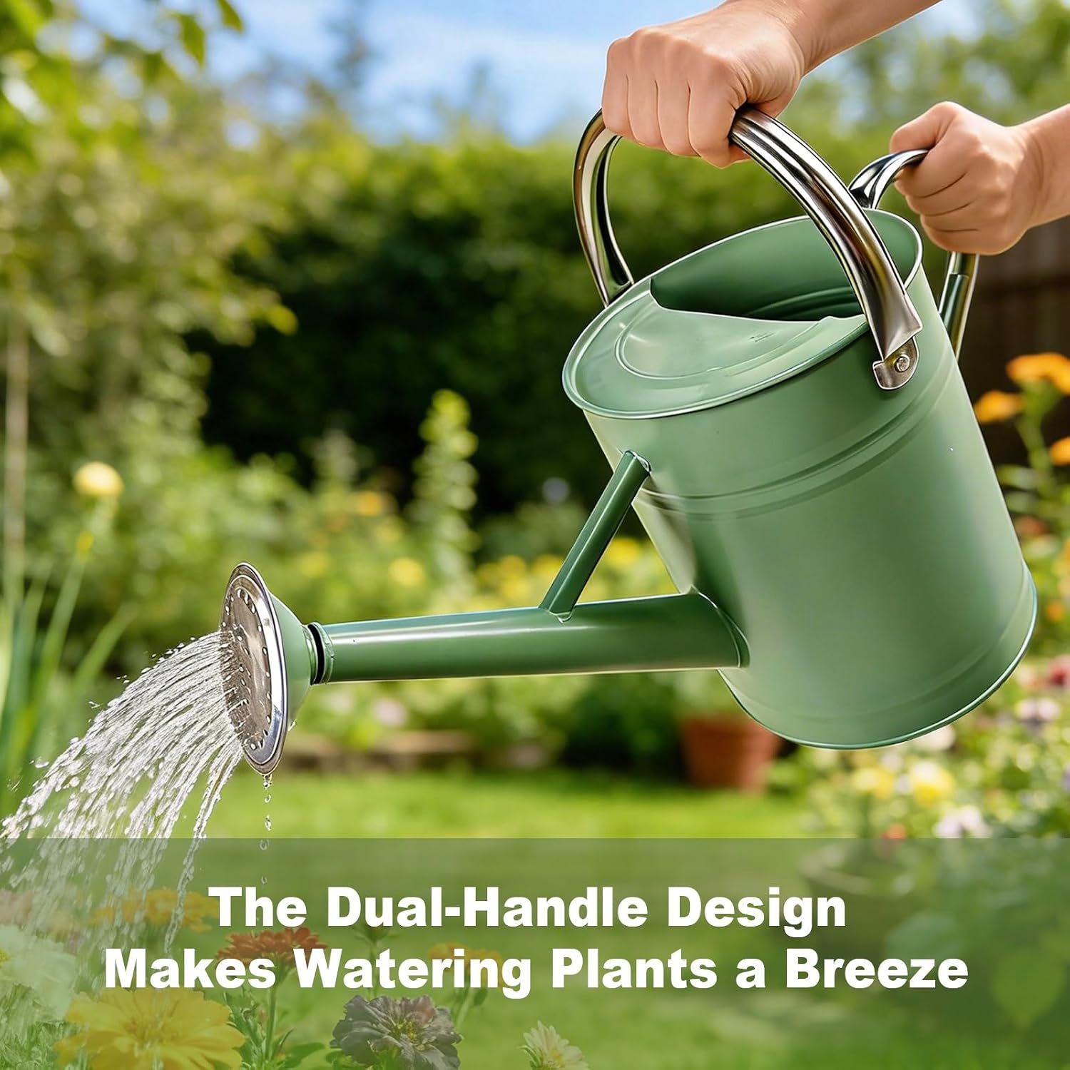 1 Gallon Metal Watering Can for Outdoor&Indoor Plants | Removable Sprinkler Head,Made of Premium Galvanized