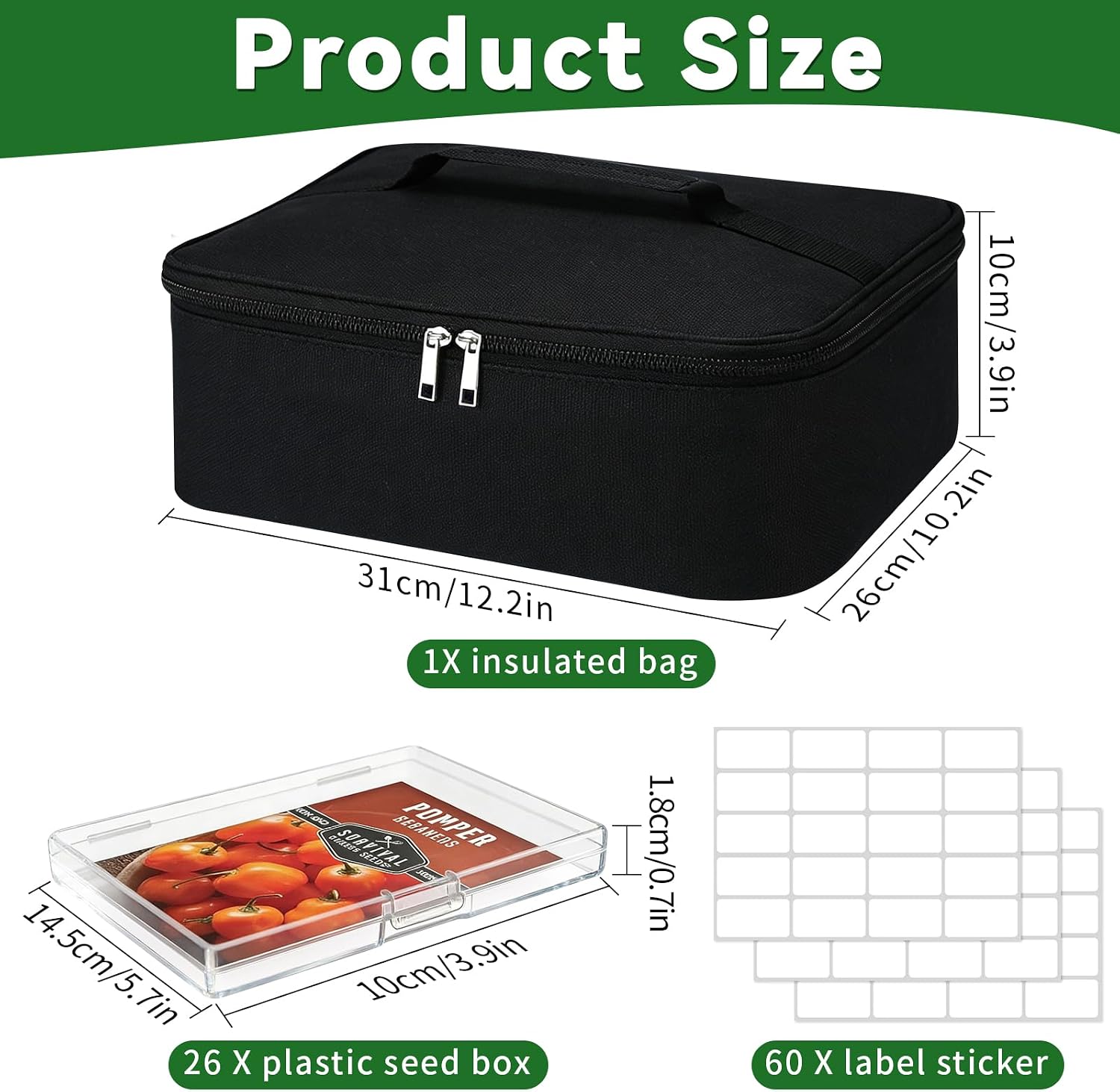 26 Slots Seed Storage Organizer Box, Reusable Oxford Cloth Seeds Storage Container, Holds 80-200 Envelopes, Garden Seed