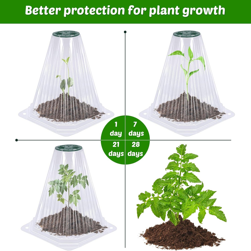 VICAMB 40 Pack Garden Cloches for Plants with 80PCS Ground Stakes,Clear Reusable Bell Covers with Rotatable Vent for
