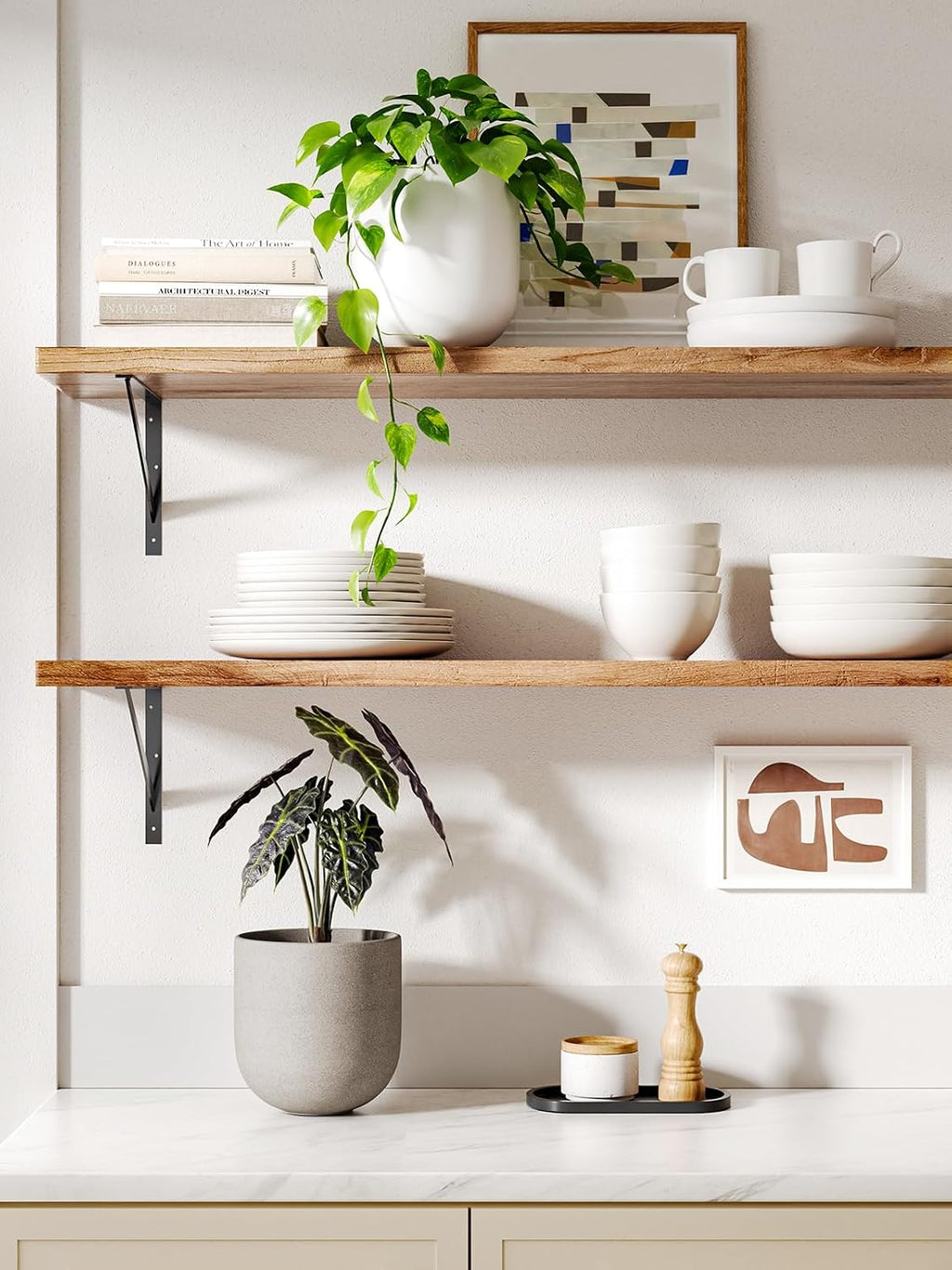 LE TAUCI 6 Inch Plant Pot, Ceramic Planter for Herbs & Small Houseplants, Tabletop Indoor Pot for Shelf, Desk and