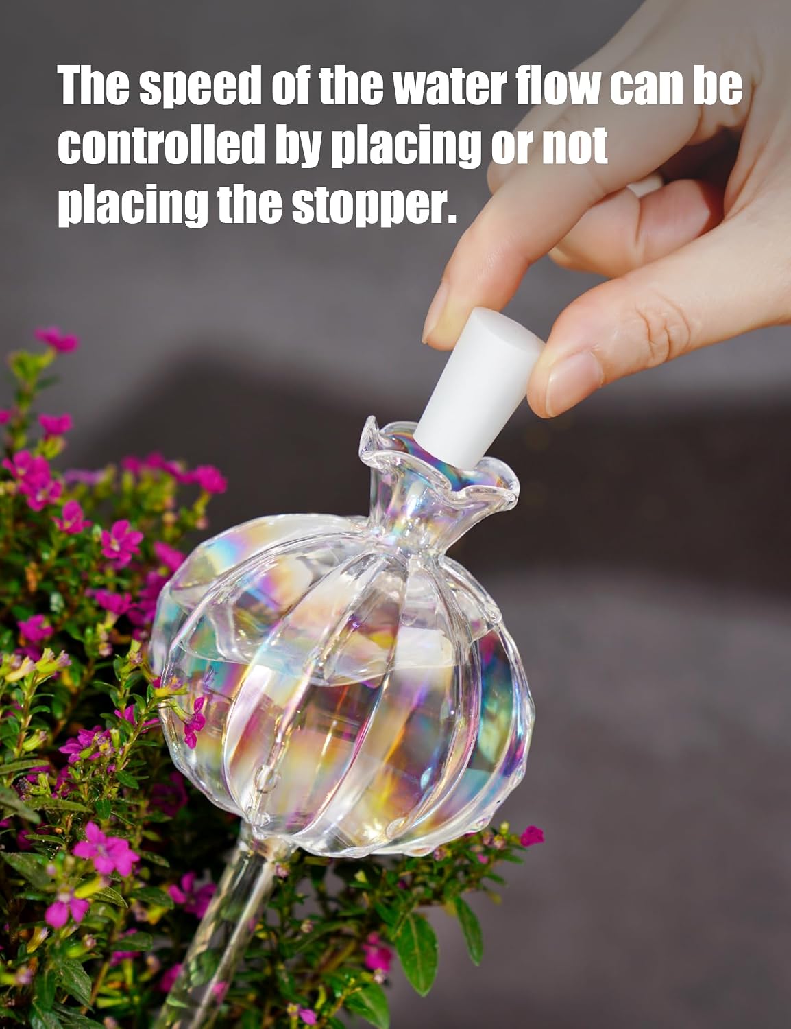 NiHome Cactus-Shaped Glass Plant Self-Watering Globes 6-Pack, Glass Waterer Stakes for Potted Plants, Automatic Mini