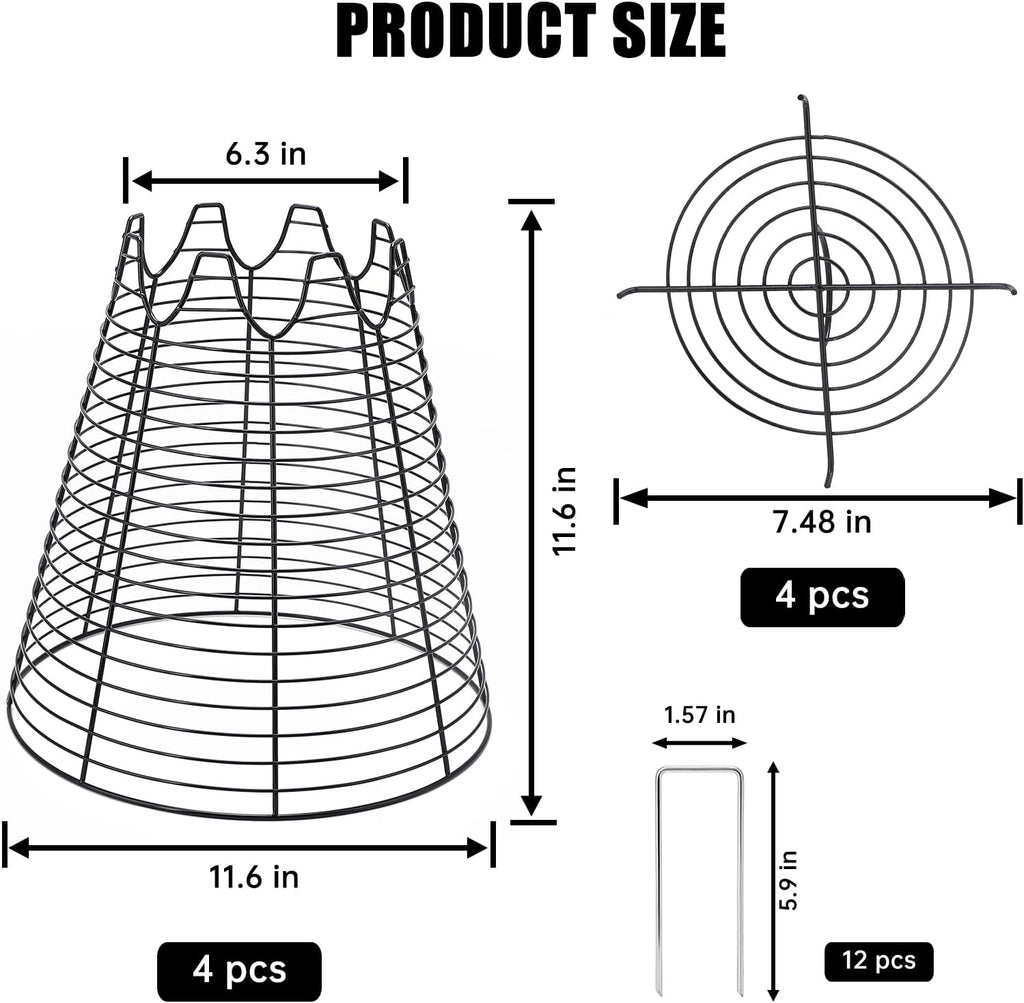 6 Pcs 11.6"×11.6" Garden Cloches for Plants, Sturdy Metal Plant Cages to Keep Animals Out, Reusable Wire Plant Covers