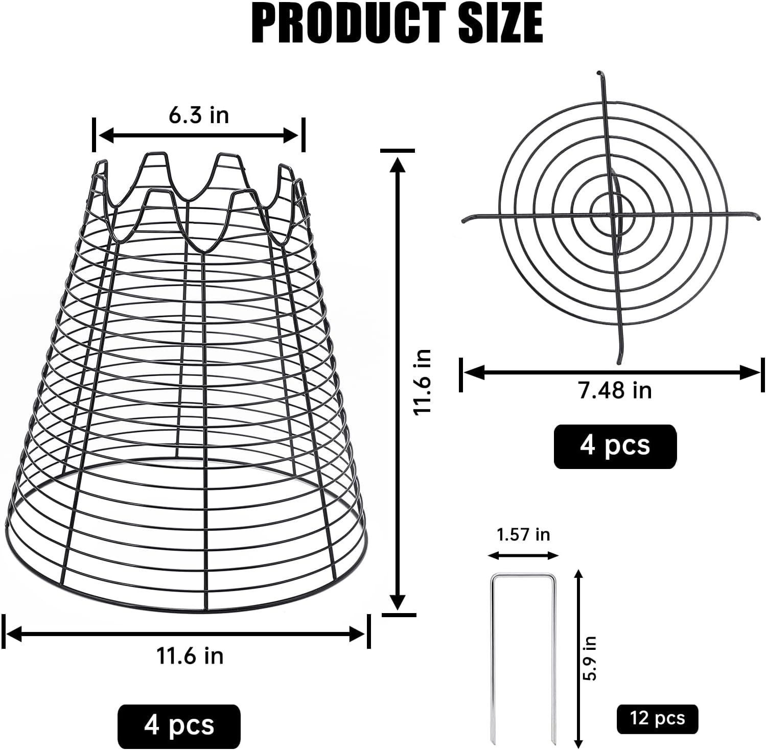 4 Pcs 11.6"×11.6" Plant Protectors from Animals, Sturdy Metal Plant Cages for Outdoor Plants, Reusable Wire Garden