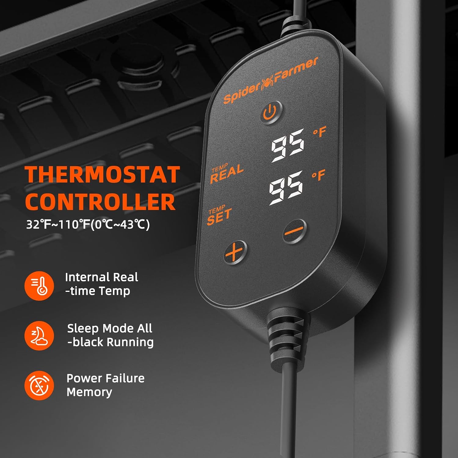 Spider Farmer 10"x20.75" Seedling Heat Mat with Built-in Thermostat | Fast & Uniform Heating, MET & UL Certified, IP67