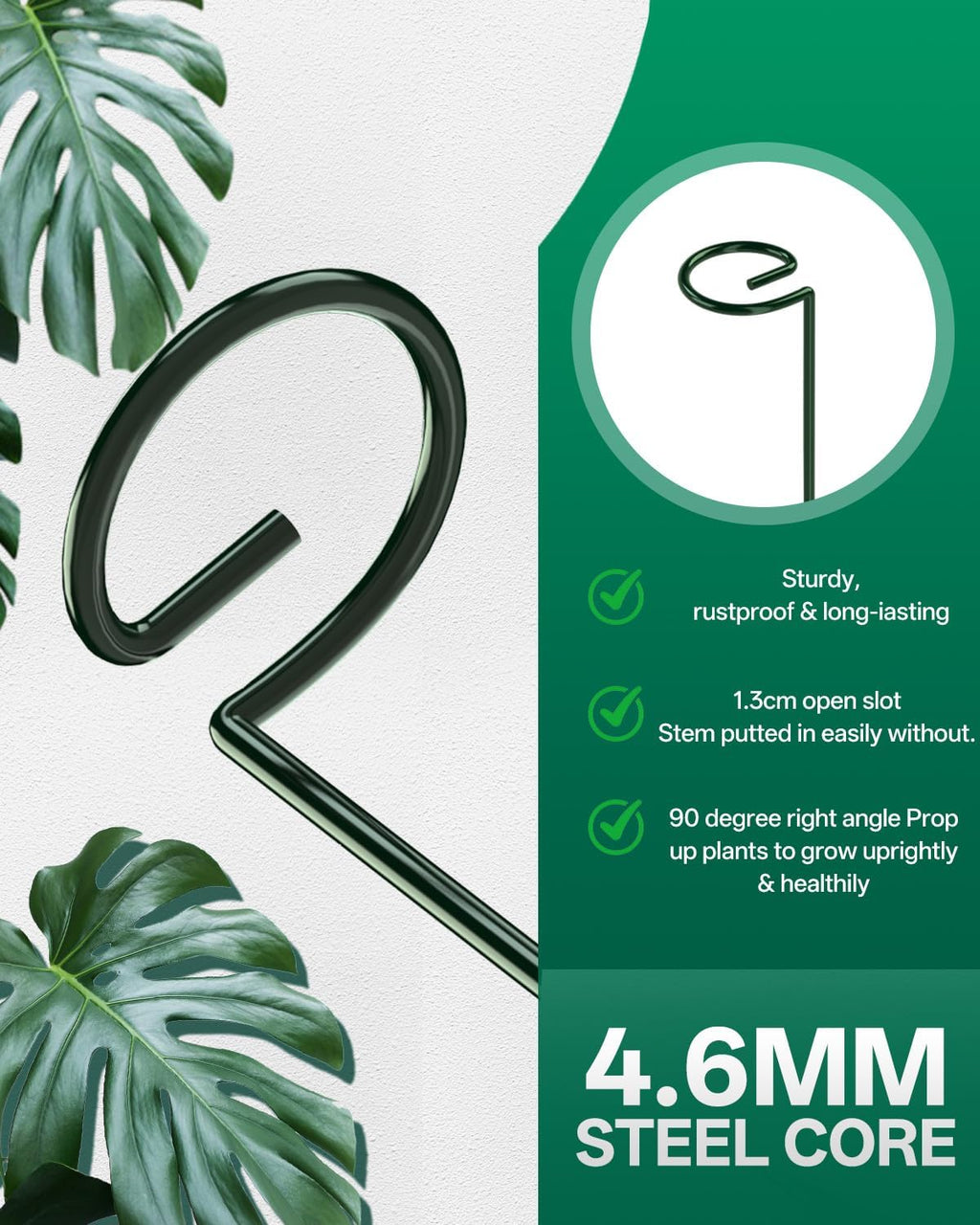 12 Pack 23.6 In Metal Plant Stakes, Plant Support Stakes with 15 Twist Tie | Adjustable Plant Supports, Flower Stakes