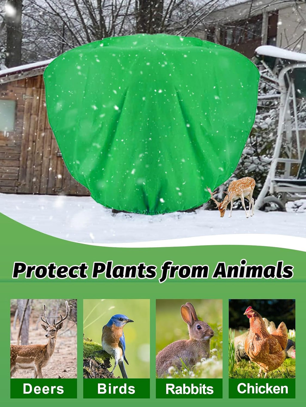 ANPHSIN 2 pcs 9.8ft x 9.8ft Extra Large Plant Covers Freeze Protection | Winter Shrub Plant Protection Bags, Frost
