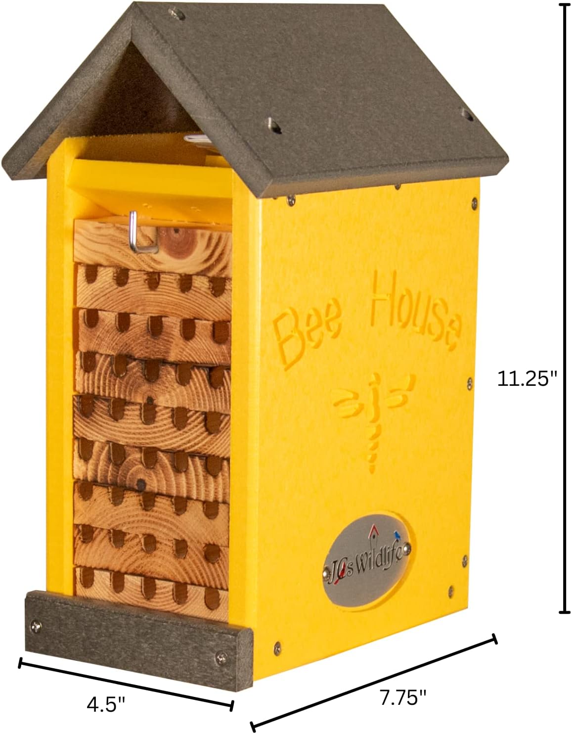 Small Poly Lumber Mason Bee House - Attracts Bee Pollinators in Your Garden - Made in The USA