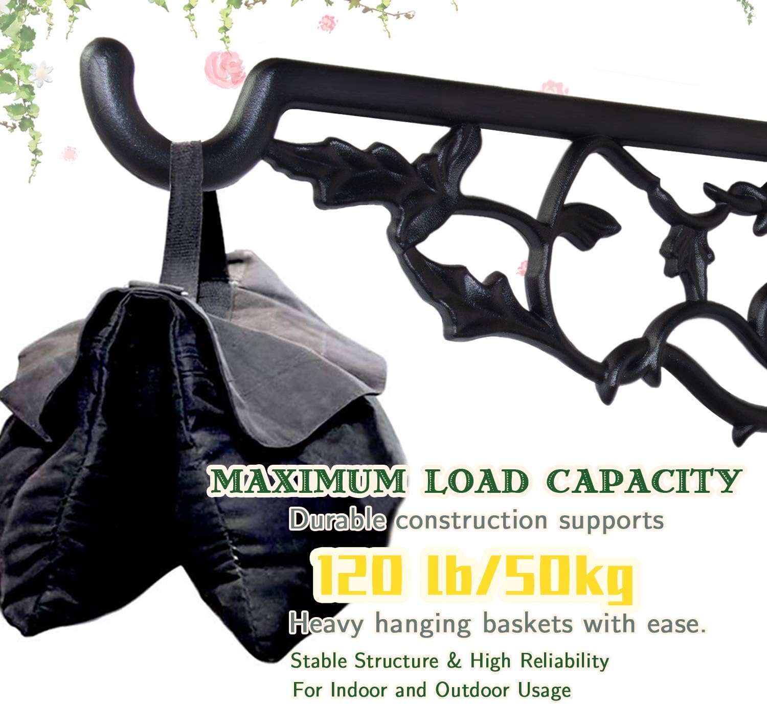 2 Pack Heavy Duty Plant Hanger Bracket, 13" Aluminum Wall Mount Hook | 120 LB Capacity, Rust Proof Hanging Plant