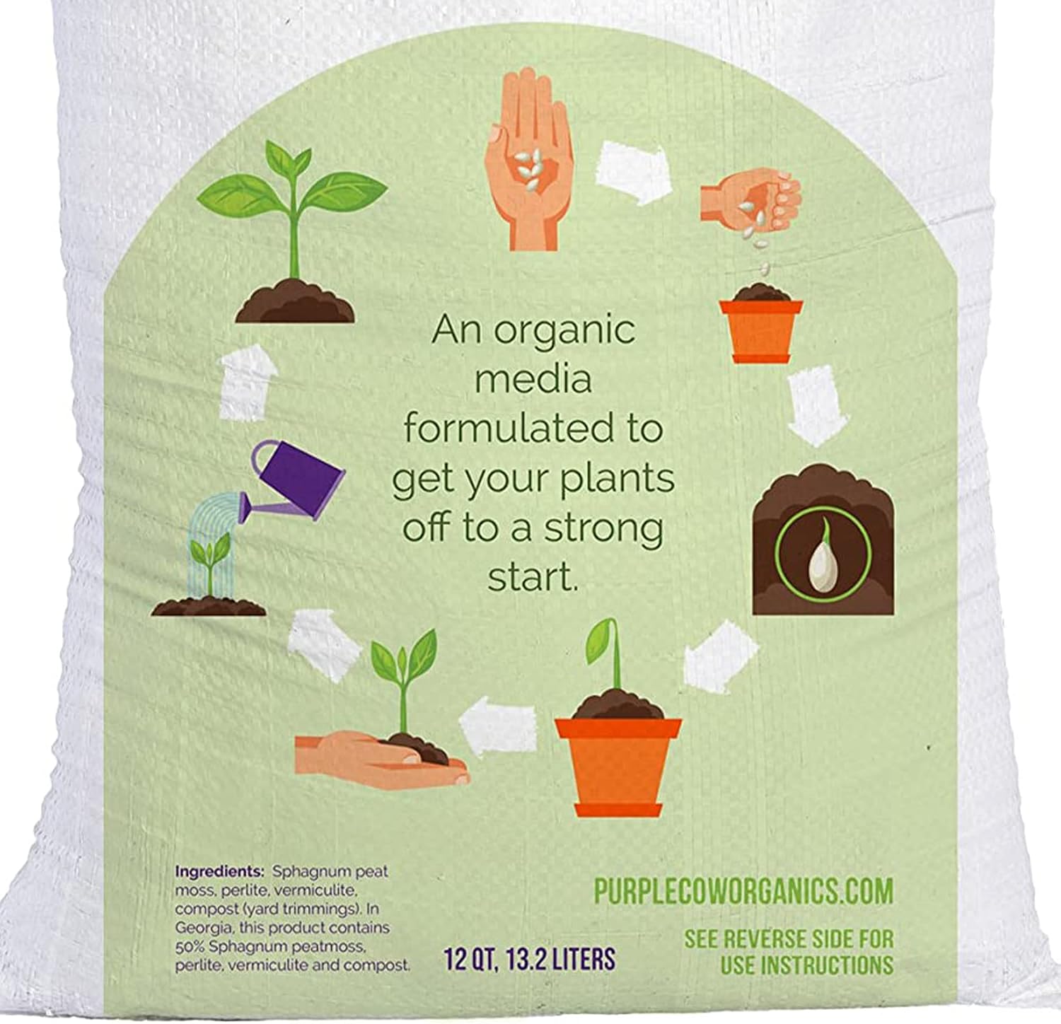 Purple Cow Organics Seed Starter 12 Quart Bag, All Natural and Organic, Fast Seedling Germination, Grows Strong Roots
