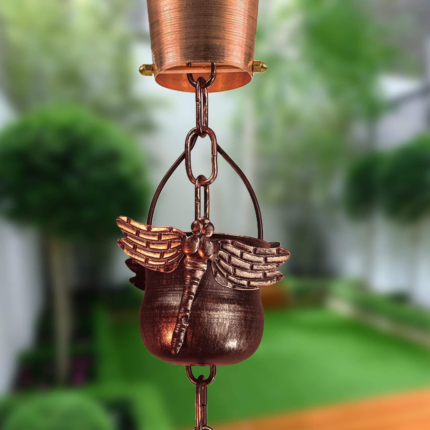 CT DISCOUNT STORE Decorate Your Home with Variety Rain Chain - Solid Metal Hand Craft Garden Decoration (Dragonfly Rain