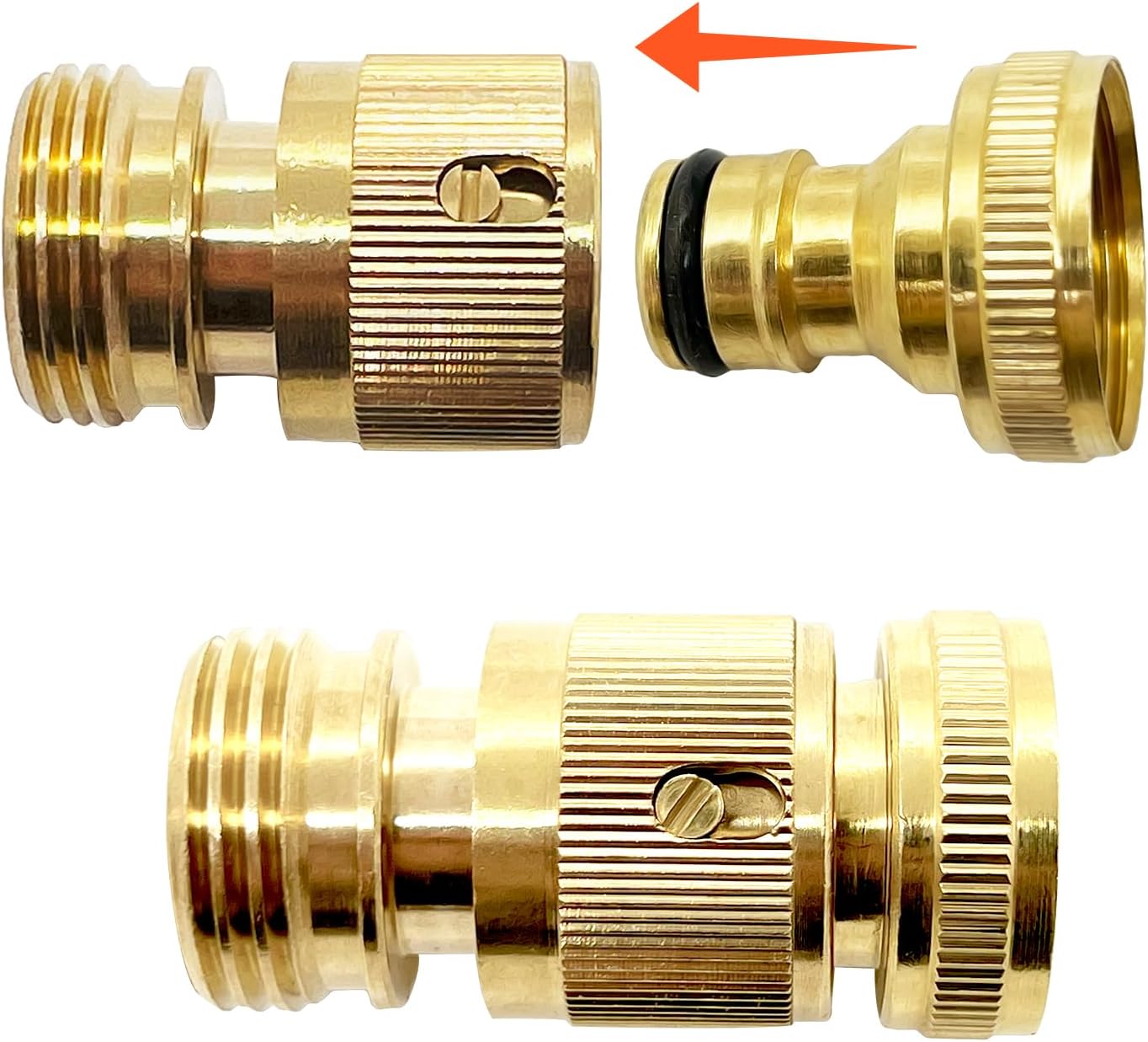 Garden Hose Quick Connect Fittings, 4 Pack Brass 3/4" GHT Water Hose Easy Connect and Disconnect Kit