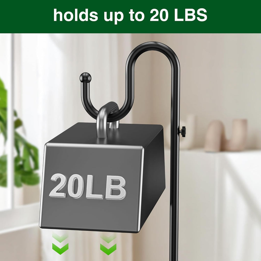 74" Shepherds Hook Stand: Hanging Bird Feeders, Plants, and Wind Chimes | Heavy Duty, Adjustable, Free Standing Pole