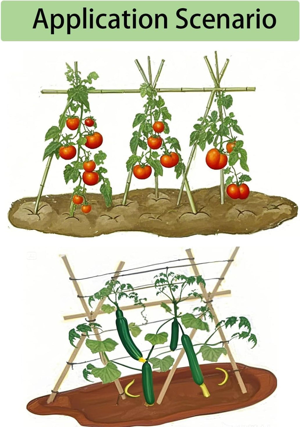 4 Ft Bamboo Stakes with 100 Twist Ties Natural Bamboo Garden Stakes for Tomatoes Cucumber Grapes Pole Beans Trees
