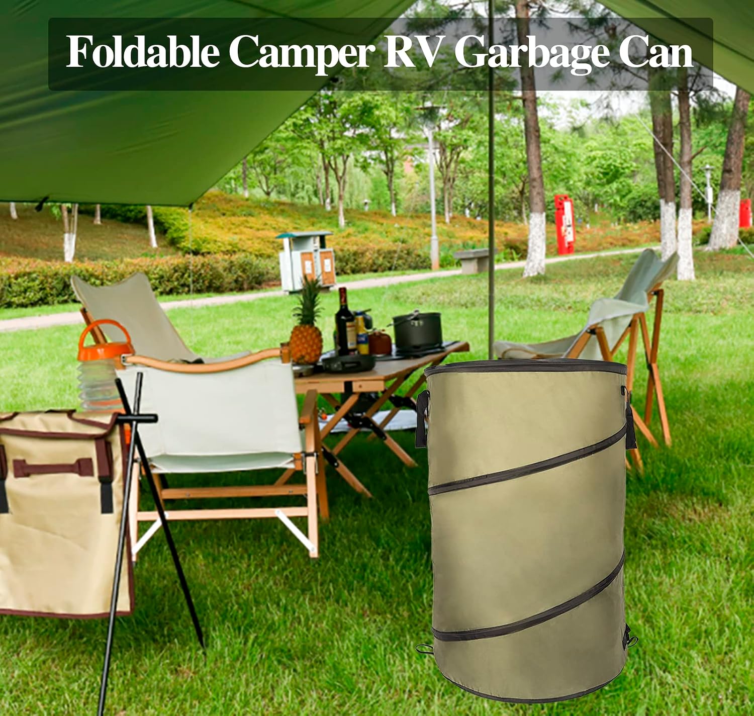 Collapsible Lawn and Leaf Bag Pop-Up Trash Can/Recycle Bin Leaf Waste Bag Outdoor Leaf Bin, 30 Gallon Collapsible