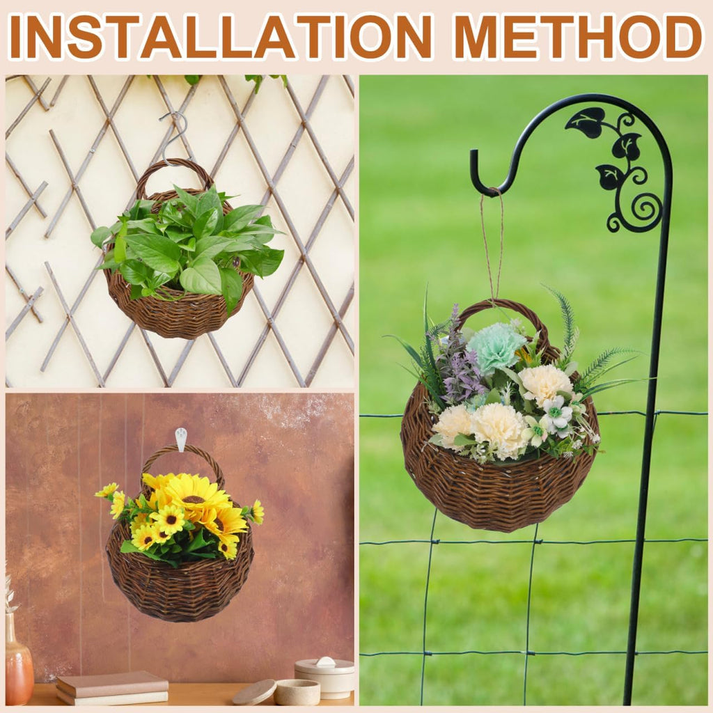 UPKOCH Natural Hanging Wicker Wall Baskets for Plants, 2 Pack | Planter Pockets, Two-Size Hanging Set for Home Walls
