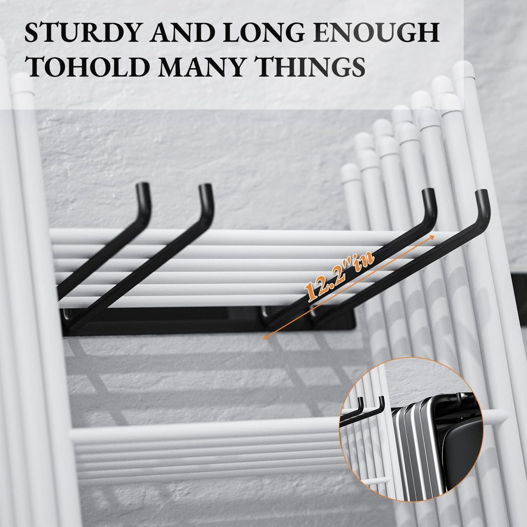 MOOMSINE Folding Chair Storage Rack for Garage, 2-Pack Heavy Duty Wall Mount Garden Tool Organizer, Utility Hooks for