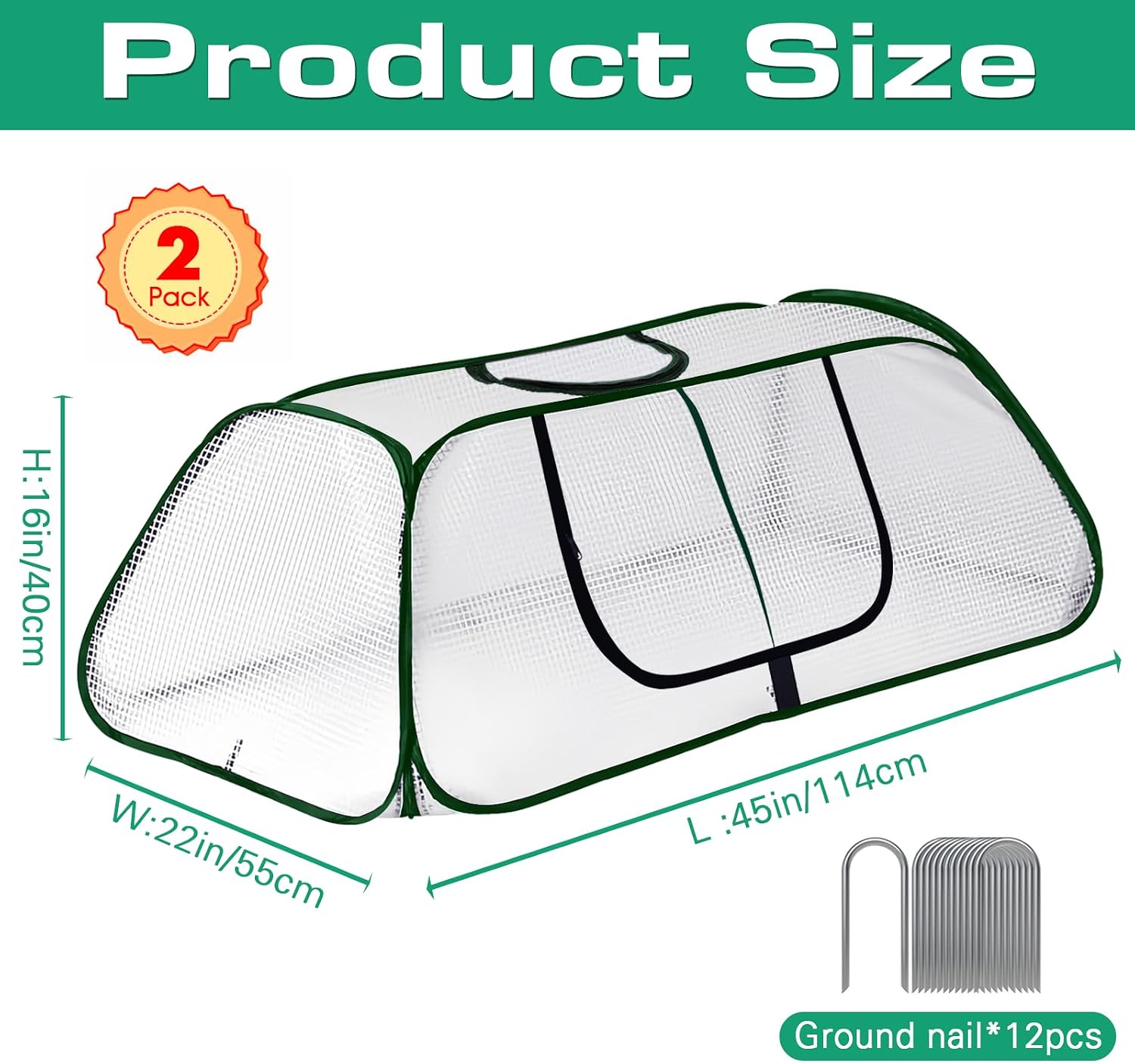 Garden Rows Accelerator Plants Cover-Garden Greenhouse with Roll-up Zipper Door,Thicker PE Cover for Indoor Outdoor