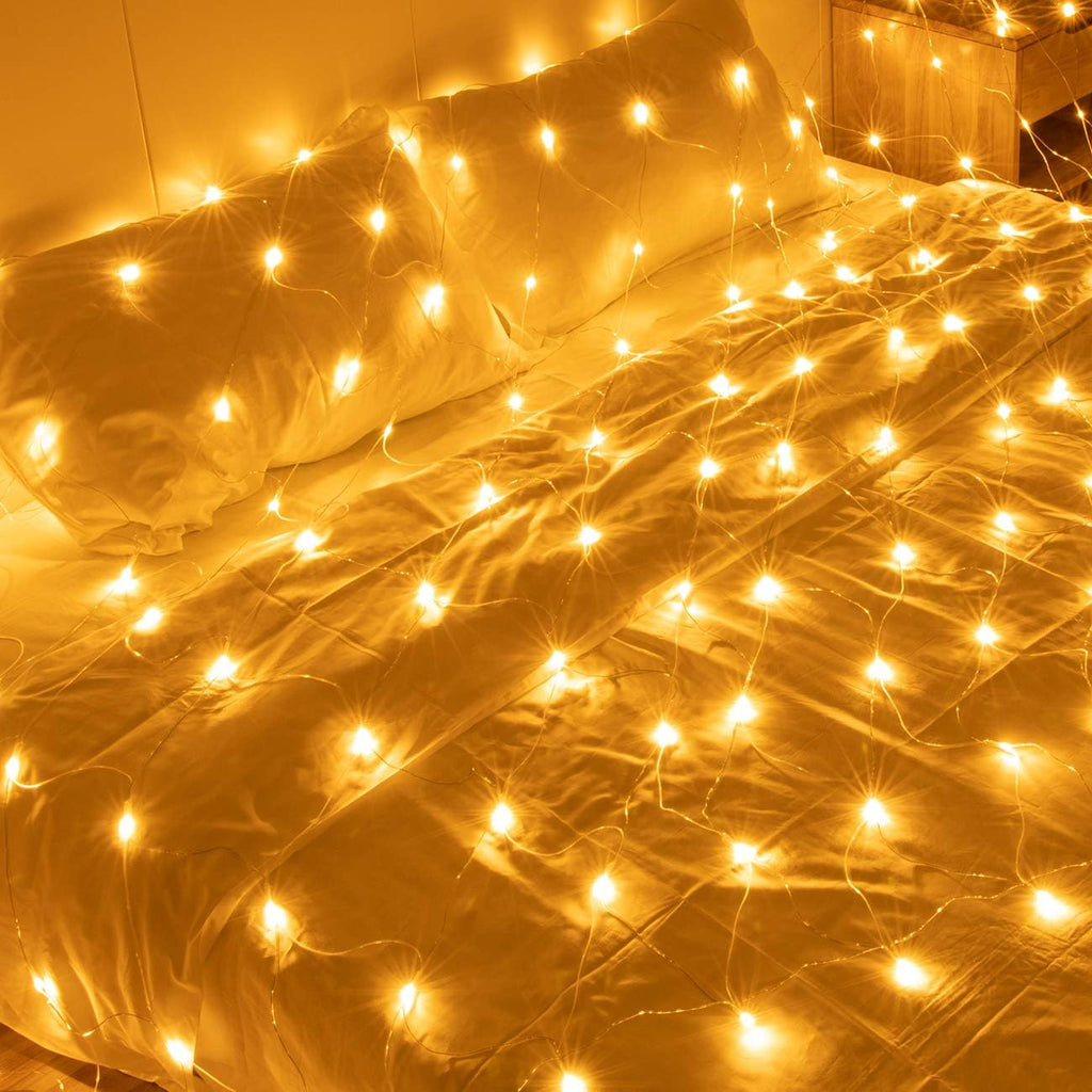 AWQ 200 LED 9.8ftx6.6ft String Lights Net Mesh Christmas Lights Warm White
