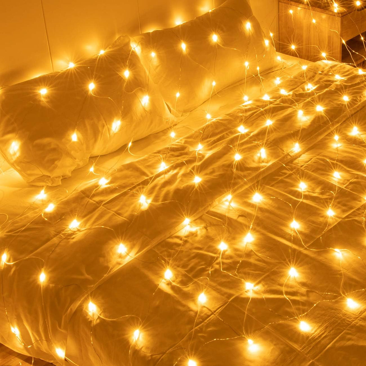 AWQ 200 LED 9.8ftx6.6ft String Lights Net Mesh Christmas Lights Warm White