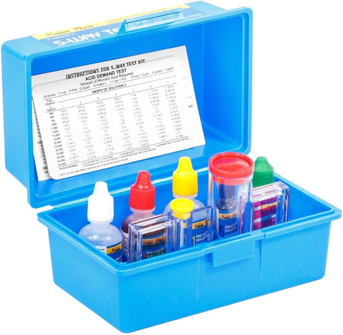 XtremepowerUS 5-Way Swimming Pool Test Kit pH, Chlorine, Bromine, Alkalinity Chemistry Testing with Case Spa, Inground