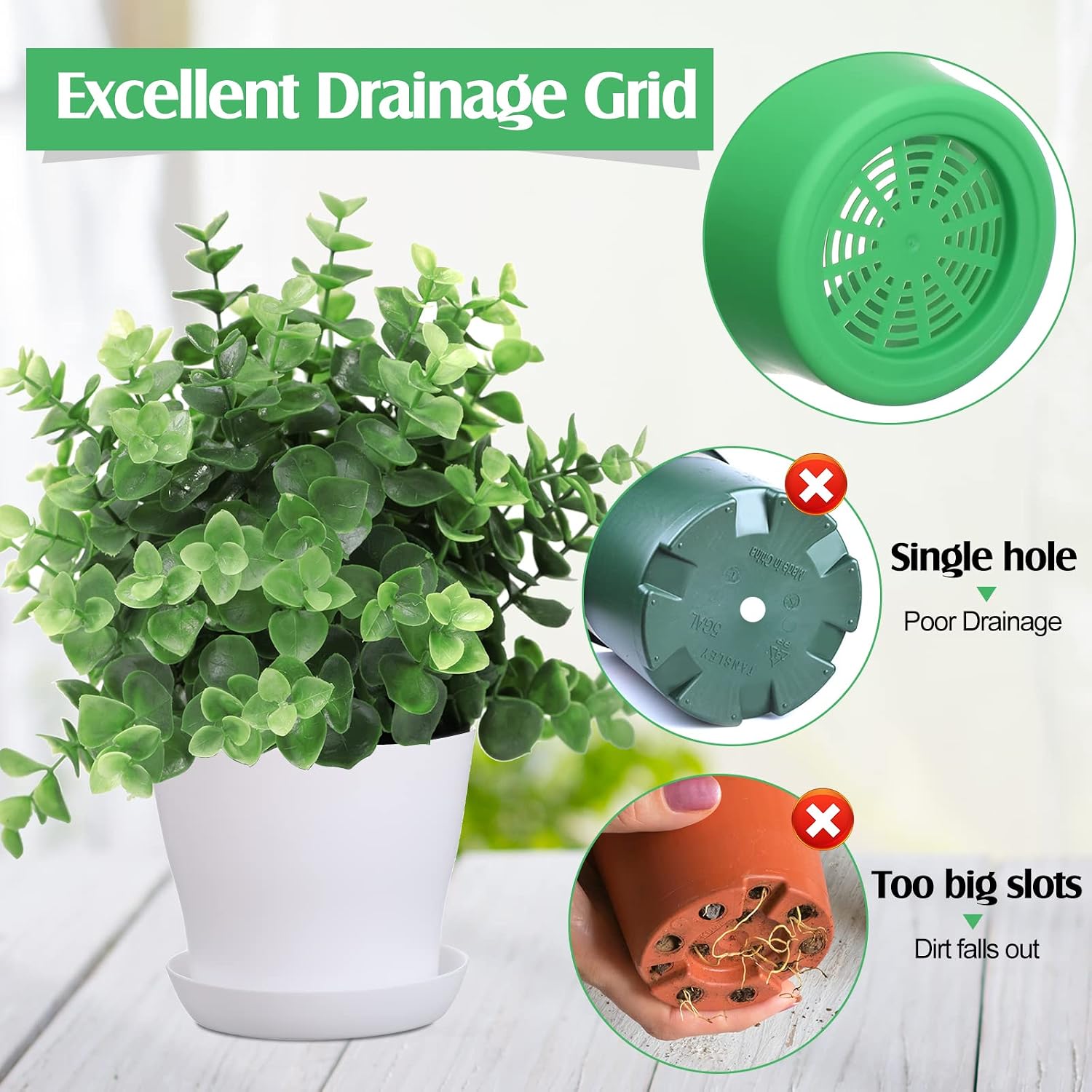 Potchen 5.5 Inch Plastic Plant Pots Bulk, 33 Pack Small Colorful Planters Pot with Drainage Holes,Seedling Nursery