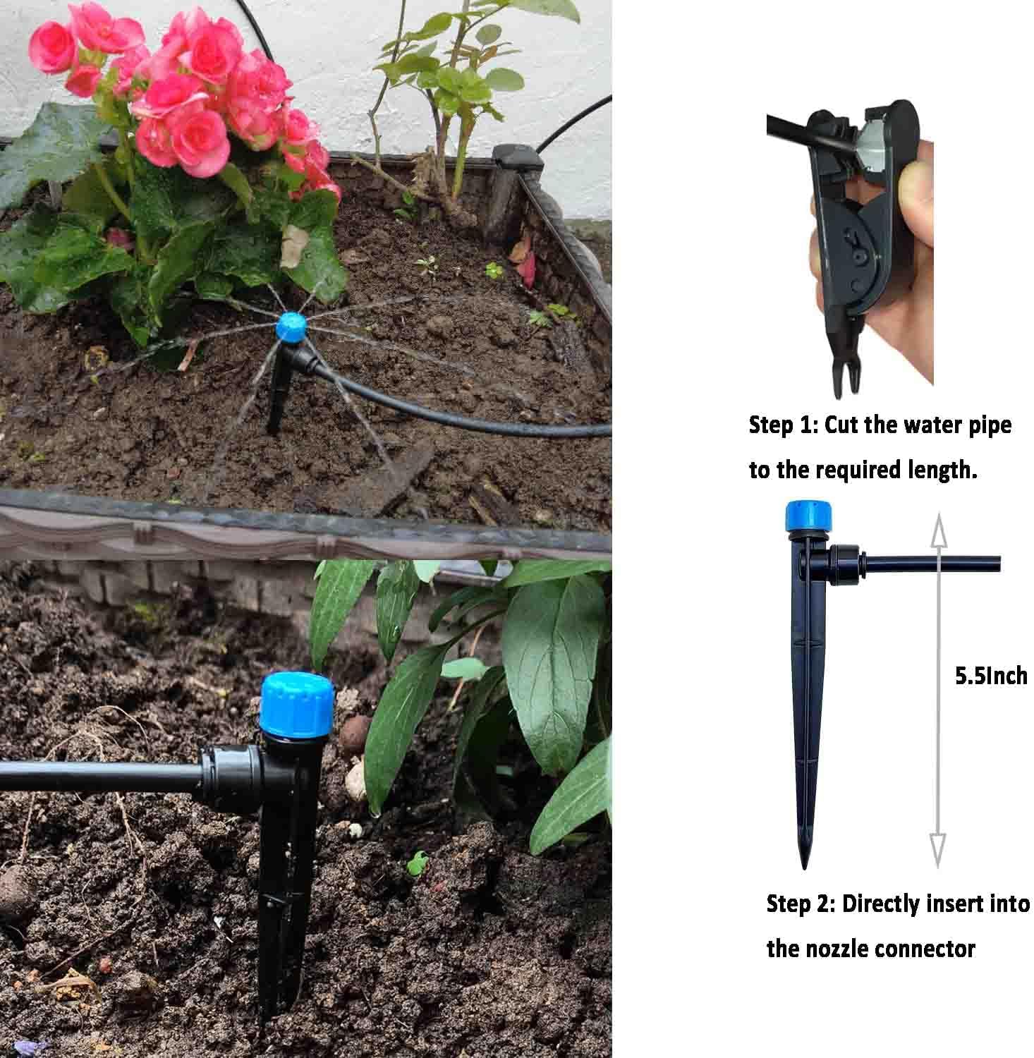 Drip Irrigation System with Water Timer for Garden,Main ID 1/2inch 16.5Ft And 1/4inch 96Ft Water Hose, Automatic