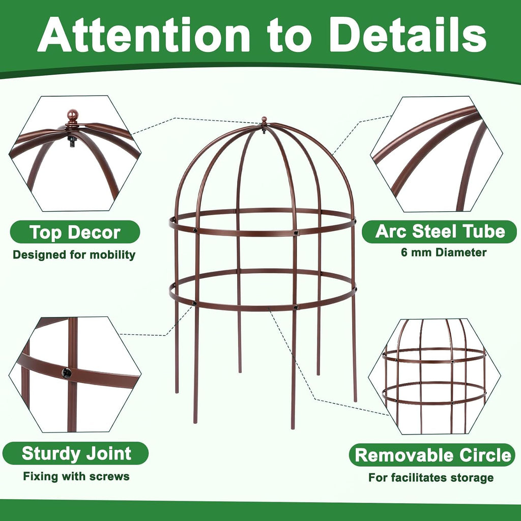 1 Pcs Jardin Bird Cage Plant Support 24" H Large Sturdy Grow-Through Flower Support Peony Cage Climbing Plant Support