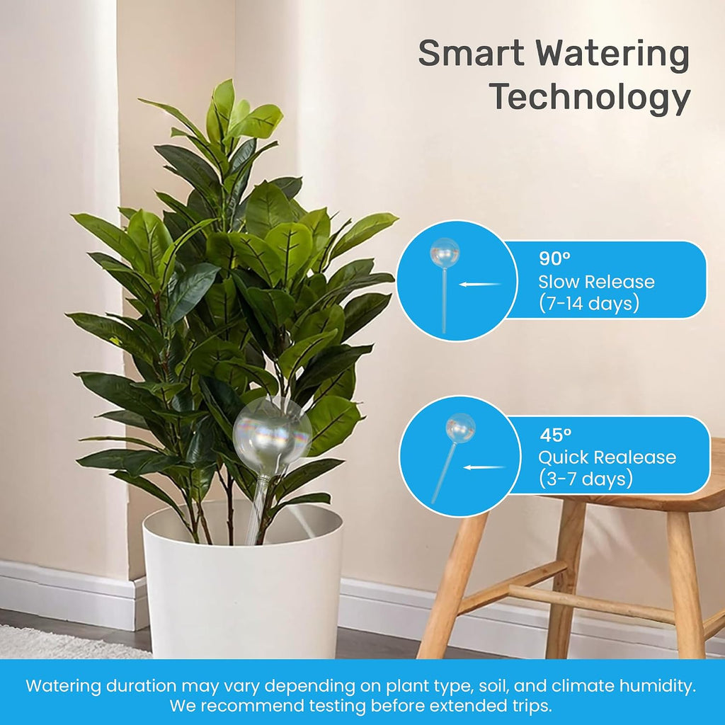 Little Green Leaf Automatic Plant Watering Globes, Self Watering Planter Inserts (Set of 10) | Clear Plastic Bulbs | 6