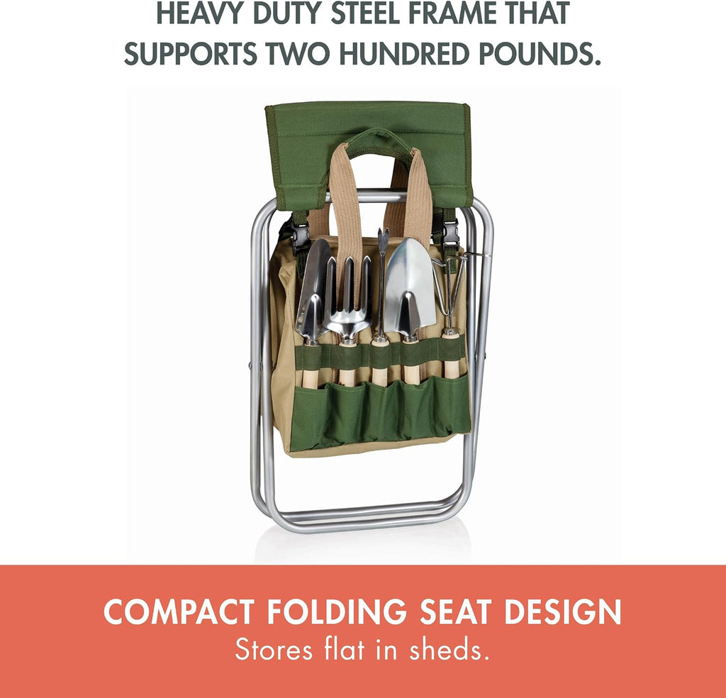 PICNIC TIME Garden Kneeler and Seat, Folding Gardening Bench, Portable Garden Stool and Kneeler with Detachable Tote